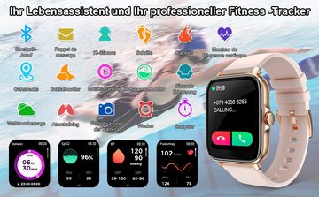 Zero-G Roadster Smartwatch (1,7 Zoll, Android, iOS), mit Telefonfunktion Herren Damen Fitness Tracker Nachricht Erinnerung