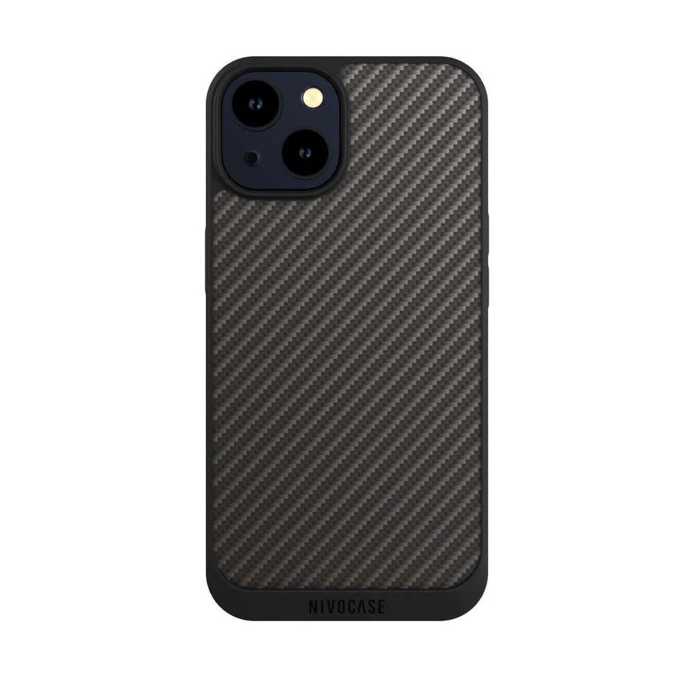 NIVOCASE Handyhülle Metallic Look Muster Carbon Carbon, Apple iPhone 14 Handyhülle Hülle NIVOpure Case Schwarz