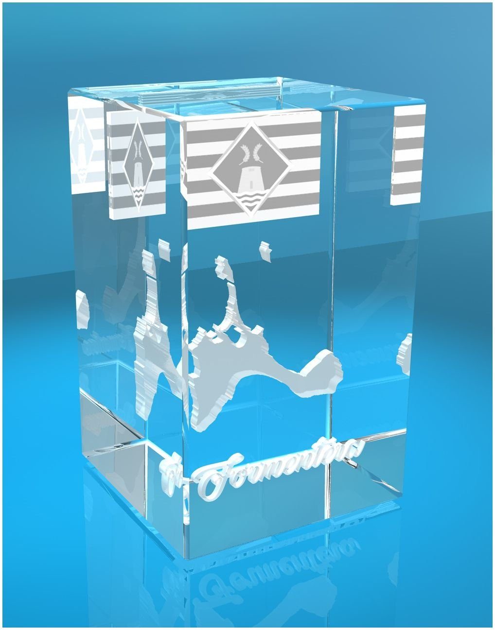 VIP-LASER Hochwertige 3D Familienbetrieb Glasquader Germany, Formentera, in I Geschenkbox, Dekofigur Made