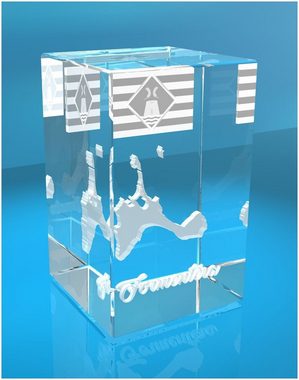 VIP-LASER Dekofigur 3D Glasquader I Formentera, Hochwertige Geschenkbox, Made in Germany, Familienbetrieb