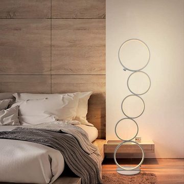 Nettlife LED Stehlampe Touch Dimmbar Schwarz Modern 5-flammig Ringförmige 32W, LED fest integriert, warmweiß, für Schlafzimmer Wohnzimmer Arbeitszimmer