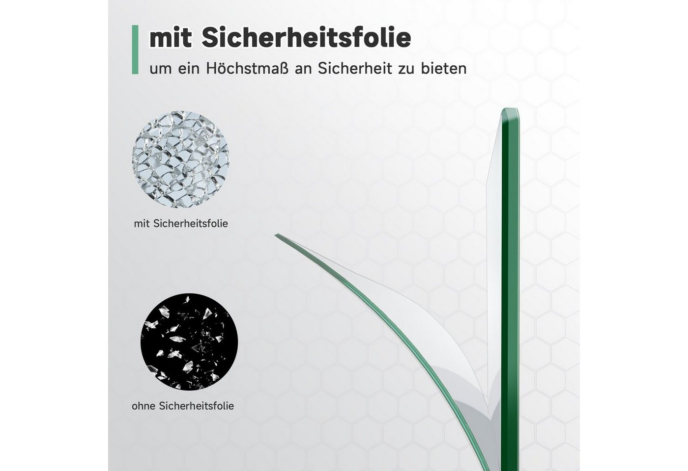 Thumbnail - SONNI Duschwand Walk in Duschwande schwarz, 90-120cm mit L-Haltestange, NANO glas, Einscheibensicherheitsglas mit Nano-B...