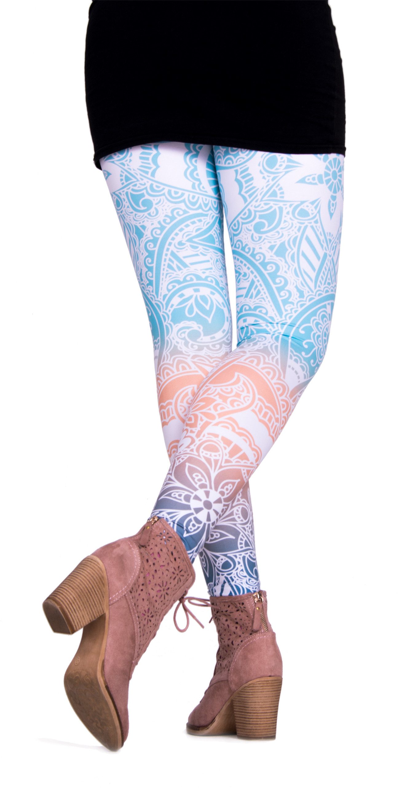 cosey Leggings Mandala Line Leggings (Einheitsgröße XS - L) (farbenfrohes Blumen-Design • figurbetonte Passform • schnelltrocknend, Einzelartikel) Spring Mandala