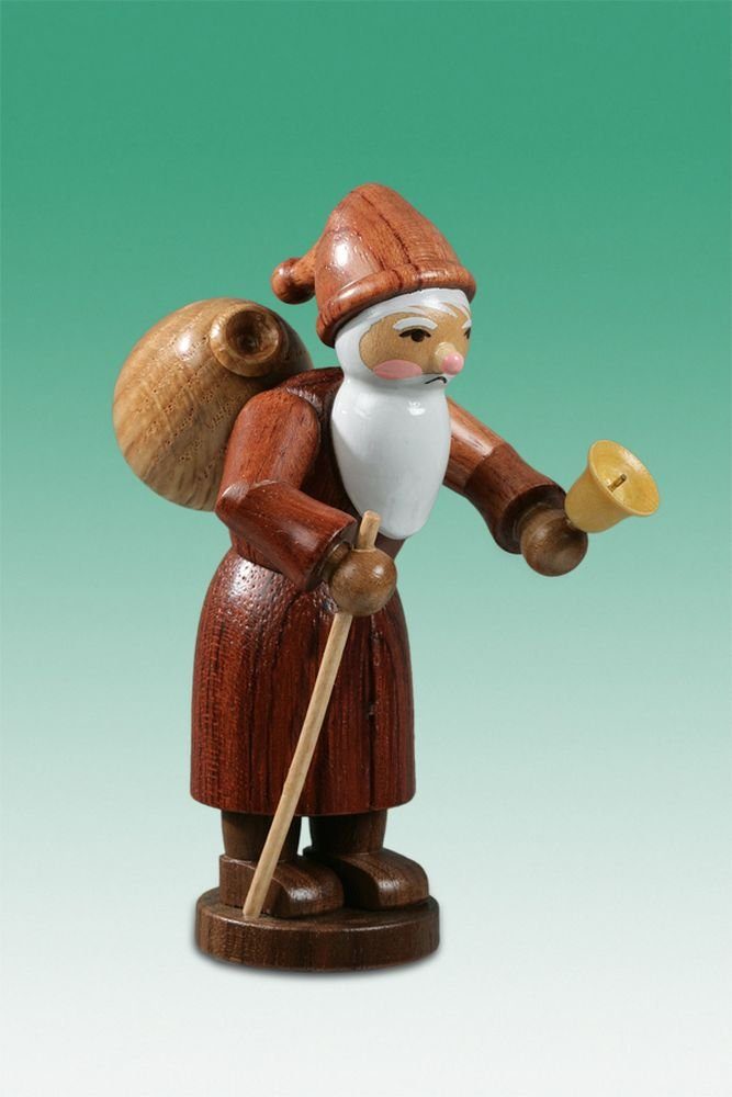 Weihnachtsfigur Holzfigur Weihnachtsmann mit Stock und Glocke natur Höhe 6,5cm NEU