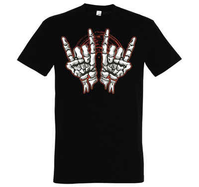 Youth Designz T-Shirt Skelett Hand Rock'n'Roll Herren T-Shirt Horror im Fun-Look mit Trendigem Frontdruck