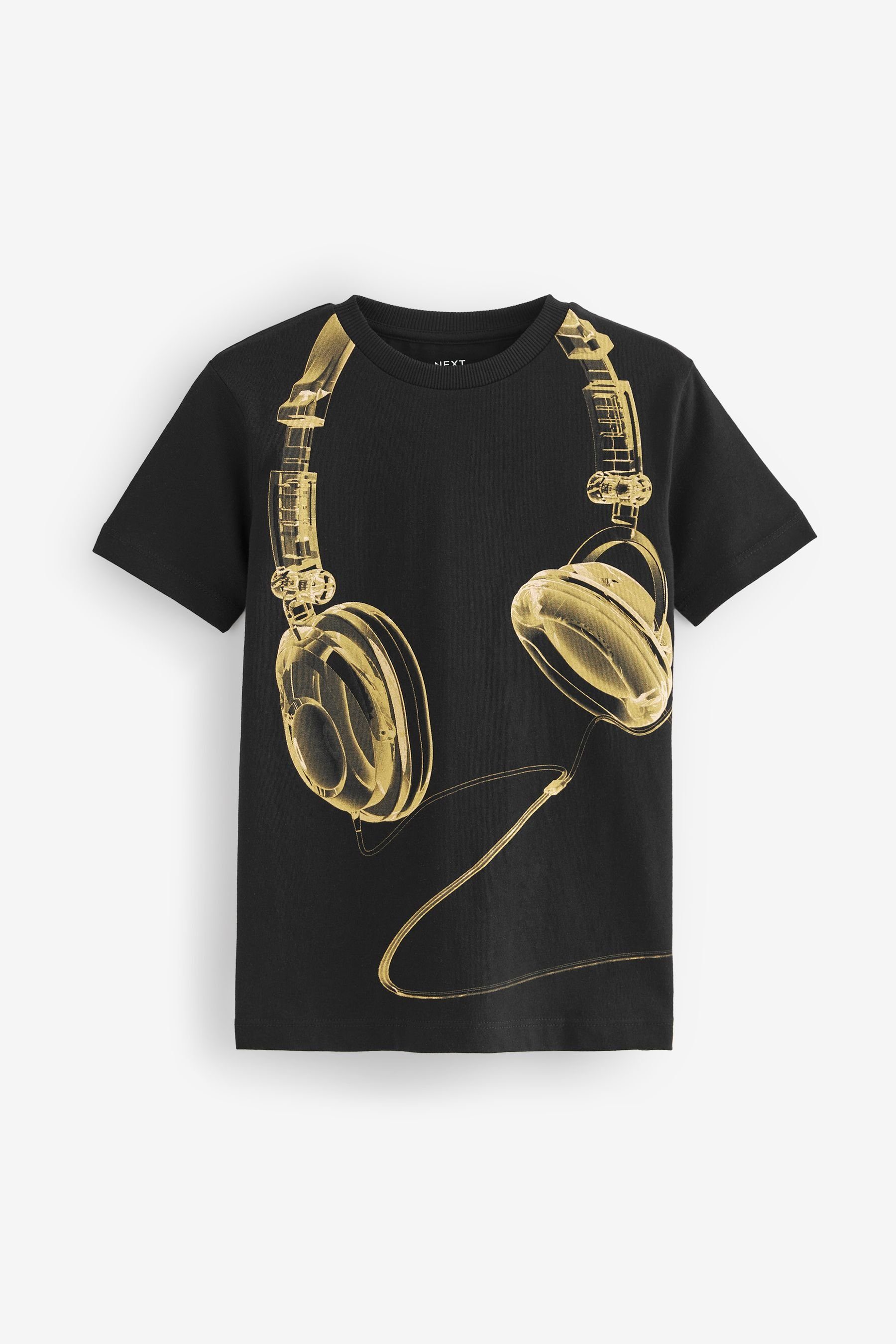 Next Grafik-T-Shirt Headphones (1-tlg) Black/Gold T-Shirt