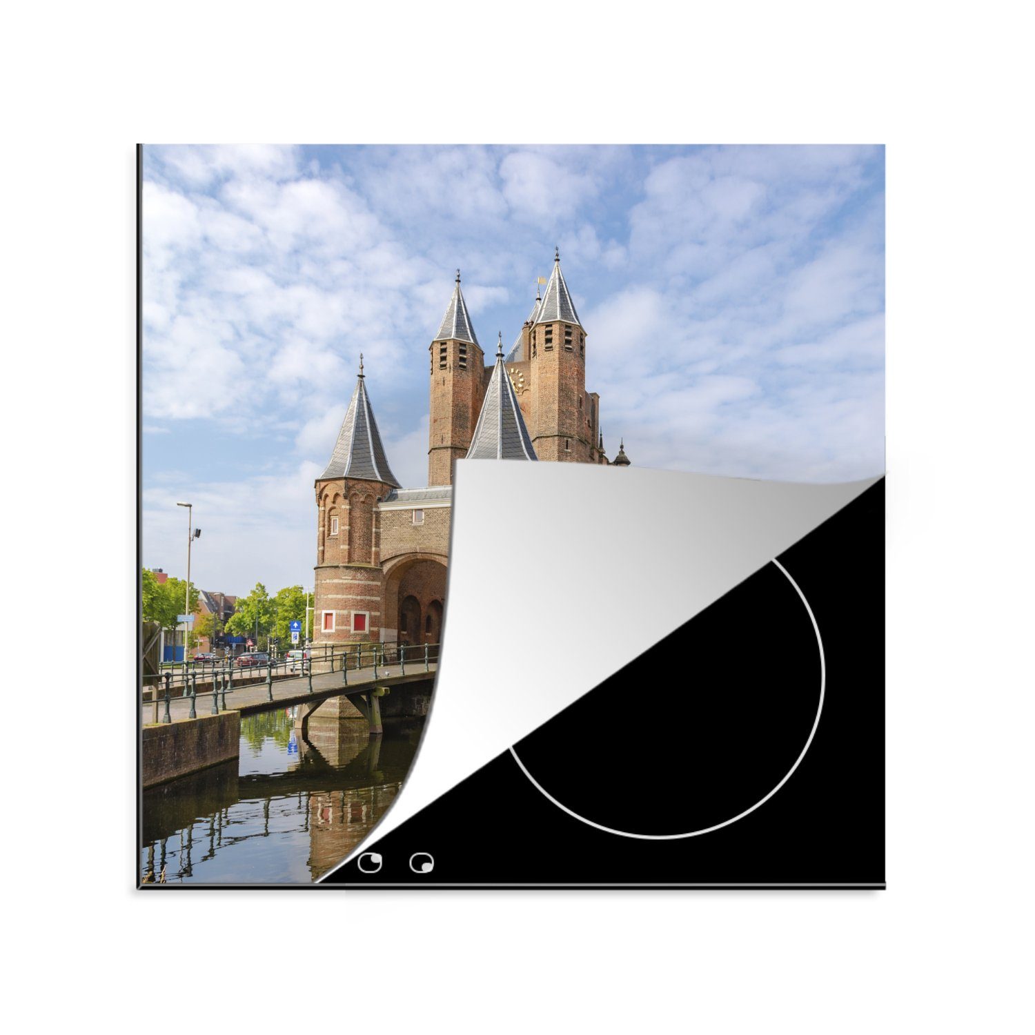 MuchoWow Herdblende-/Abdeckplatte Amsterdamer Tor an den Grachten, Vinyl, (1 tlg), 78x78 cm, Ceranfeldabdeckung, Arbeitsplatte für küche
