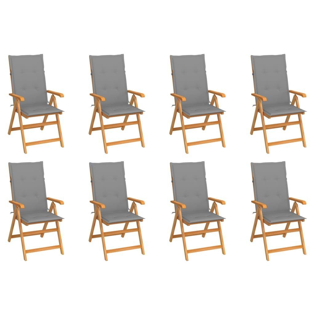 furnicato Gartenstuhl Garten-Liegestühle mit Kissen 8 Stk. Massivholz Teak | Stühle