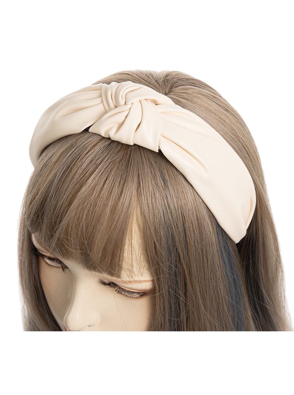 axy Haarreif Haarreif mit Knoten in Kunstleder Optik, Klassische und Vintage Damen Haareifen Haarband