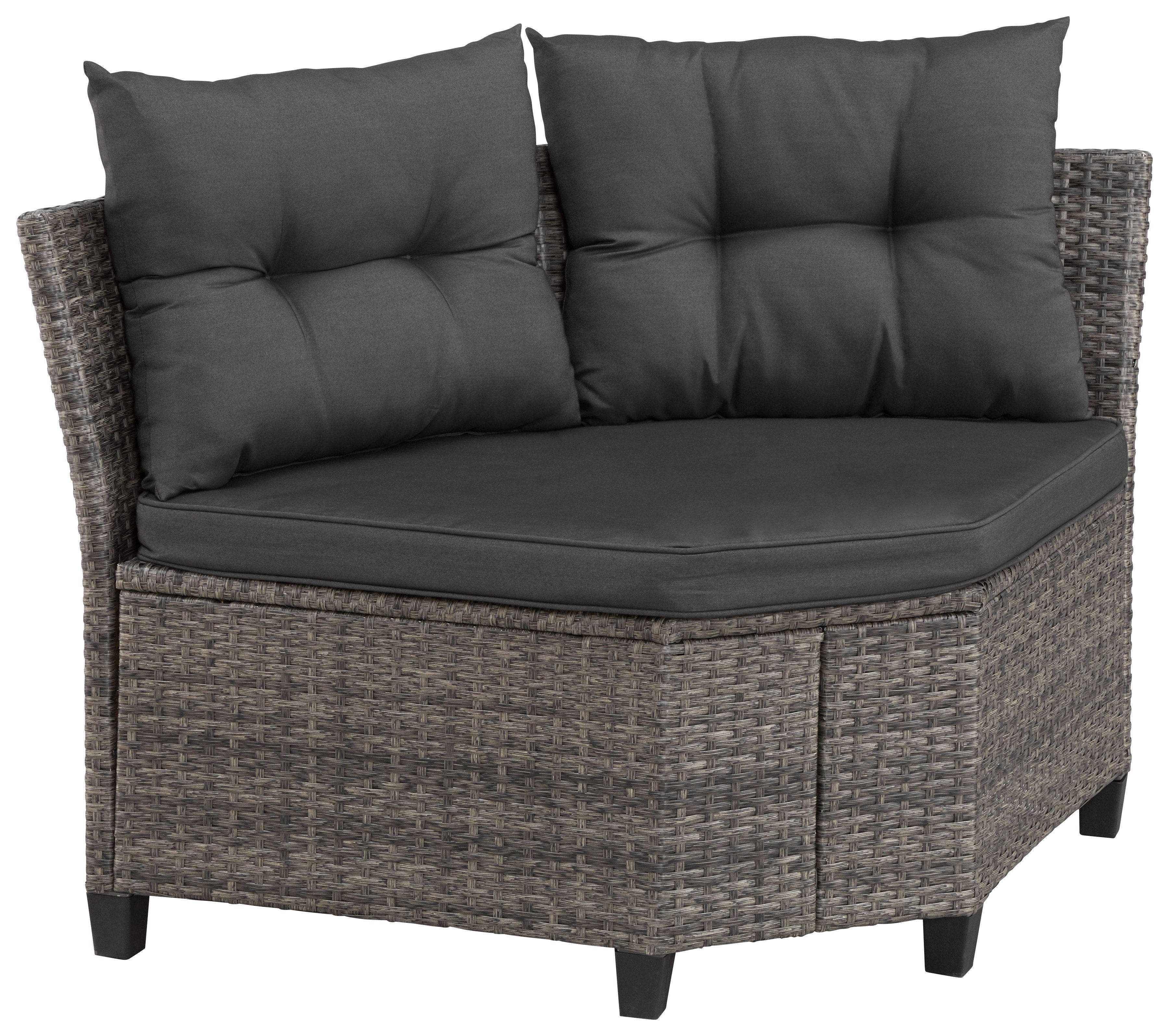 anthrazit, | Tisch, Ecklounge, (20-tlg), Polyrattan Premium, KONIFERA Sessel, Keros Gartenlounge-Set grau Hocker, 2 braun, braun/grau