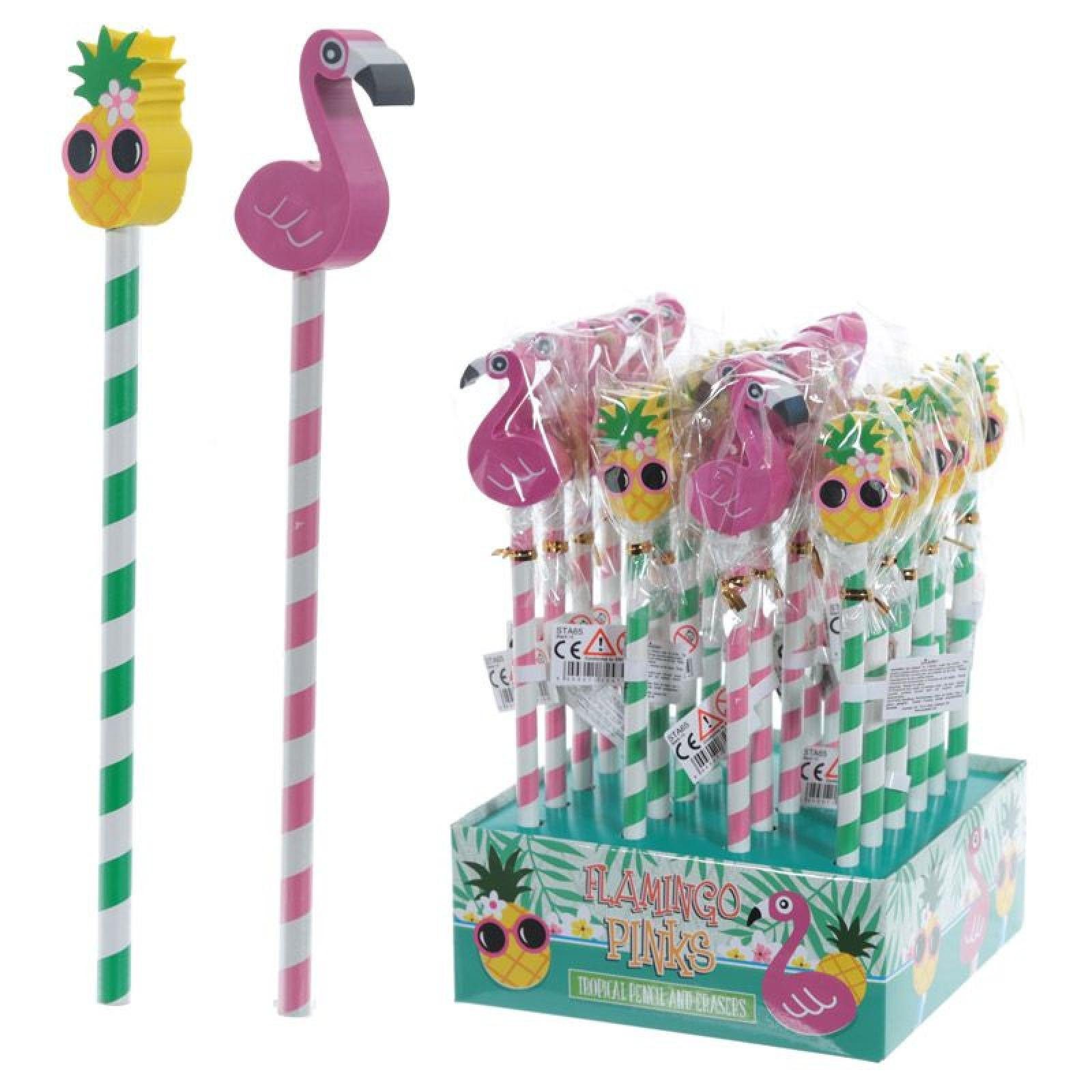 Puckator Bleistift Flamingo und Ananas Tropical Bleistift mit Radierer Top (pro Stück)