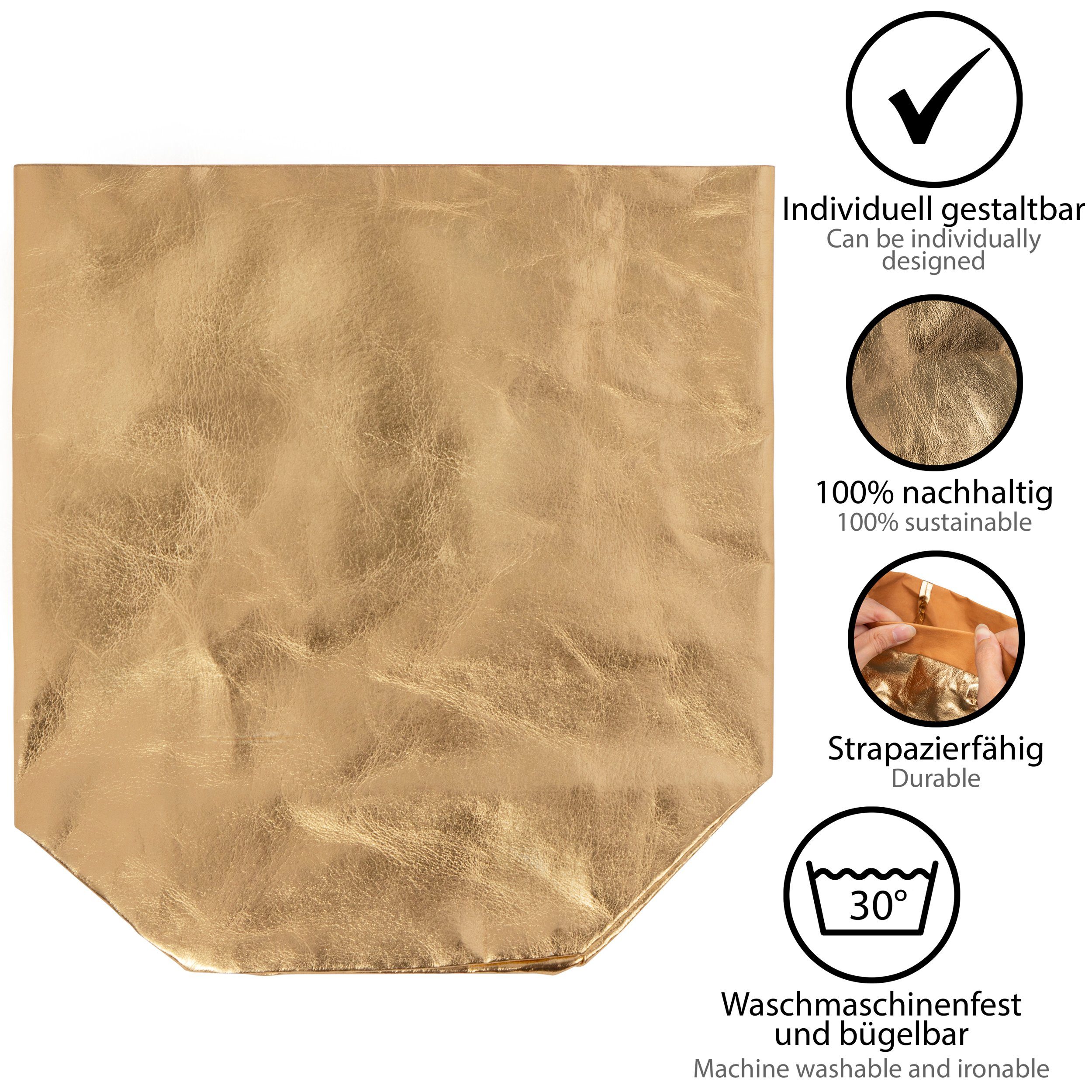 ONVAYA Aufbewahrungskorb Gold, Krempelbox, Dekobox, Geschenkbox waschbar