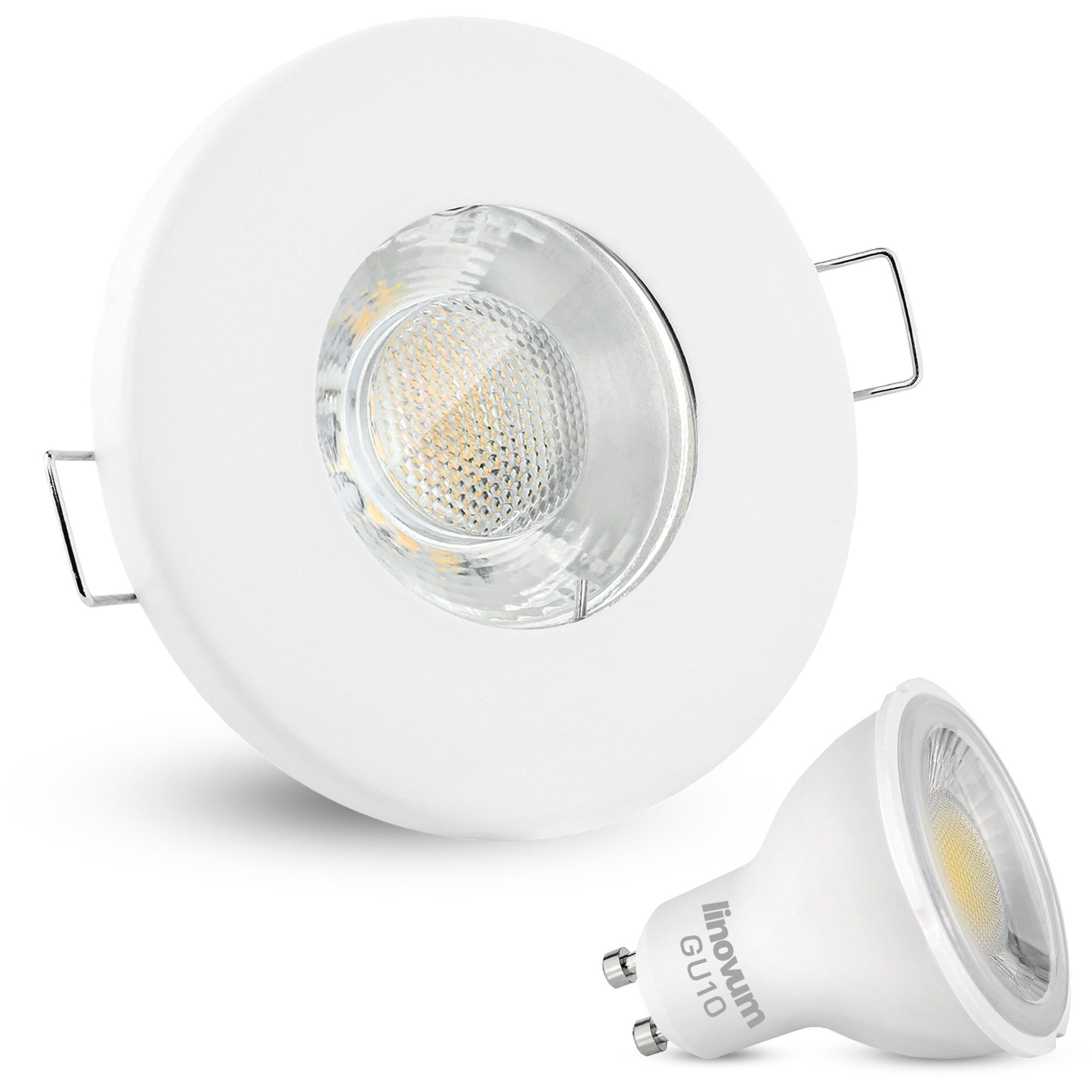 linovum LED Einbaustrahler LED Einbaustrahler IP65 neutralweiß GU10 3W Deckenlampe flach Leuchte, Neutralweiß