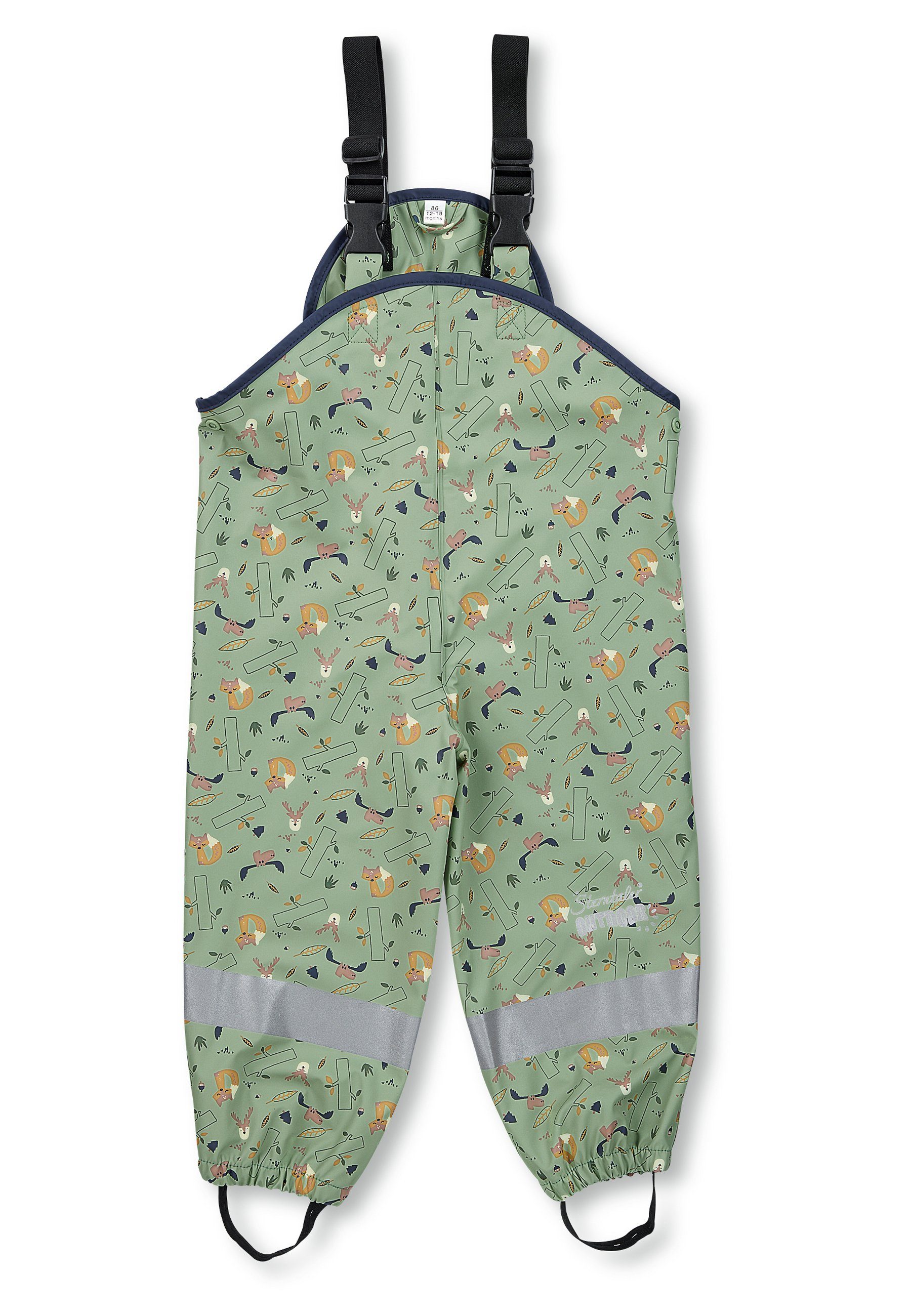 Sterntaler® Regenhose Regenträgerhose ungefüttert Waldtiere (1-tlg., Matschlatzhose mit Druckknöpfen, Regenhose mit süßen Motiven) Regenhose Wasserdicht, Matschhose mit verstellbaren Trägern