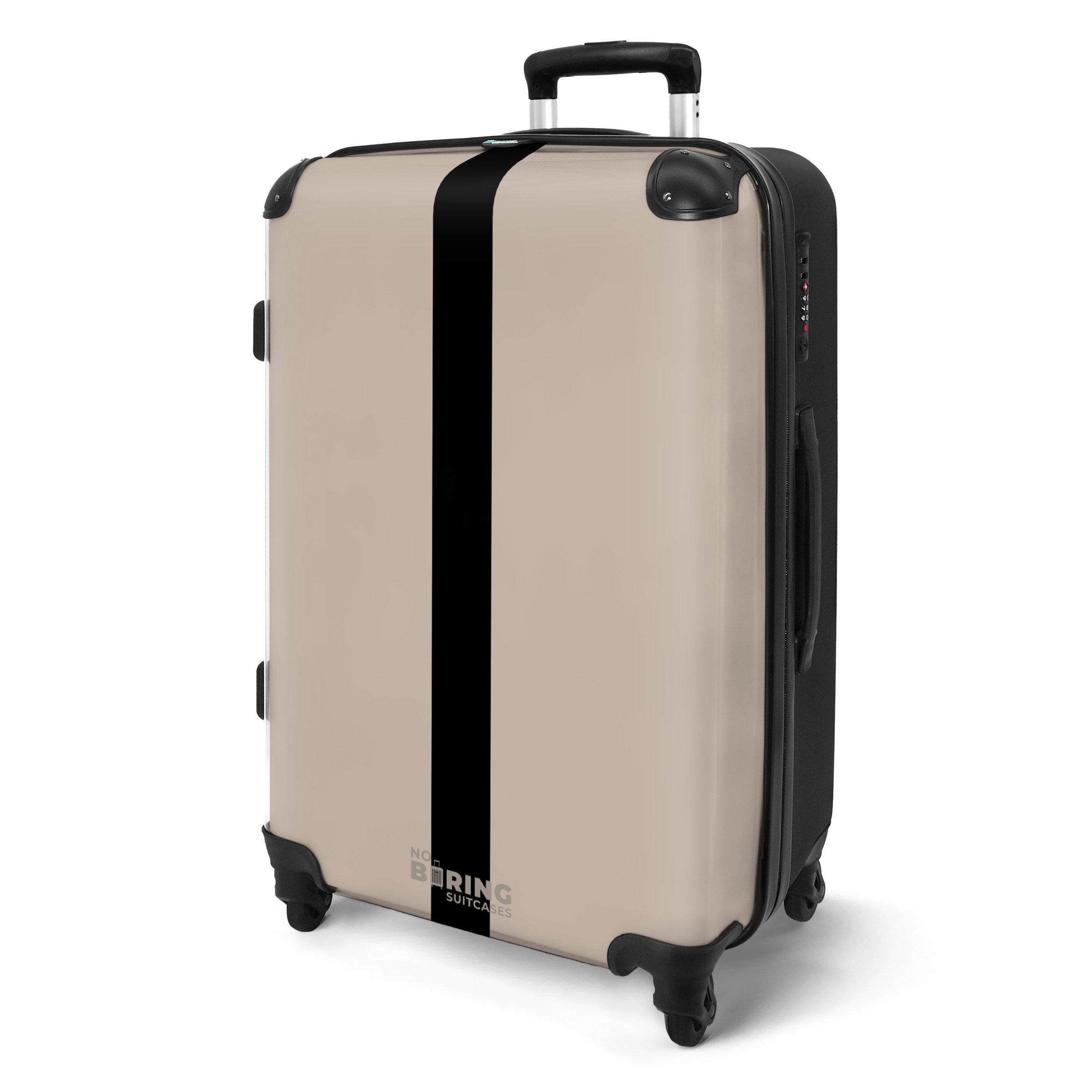 NoBoringSuitcases.com© Hartschalen-Trolley Beige mit schwarzem Streifen günstig online kaufen