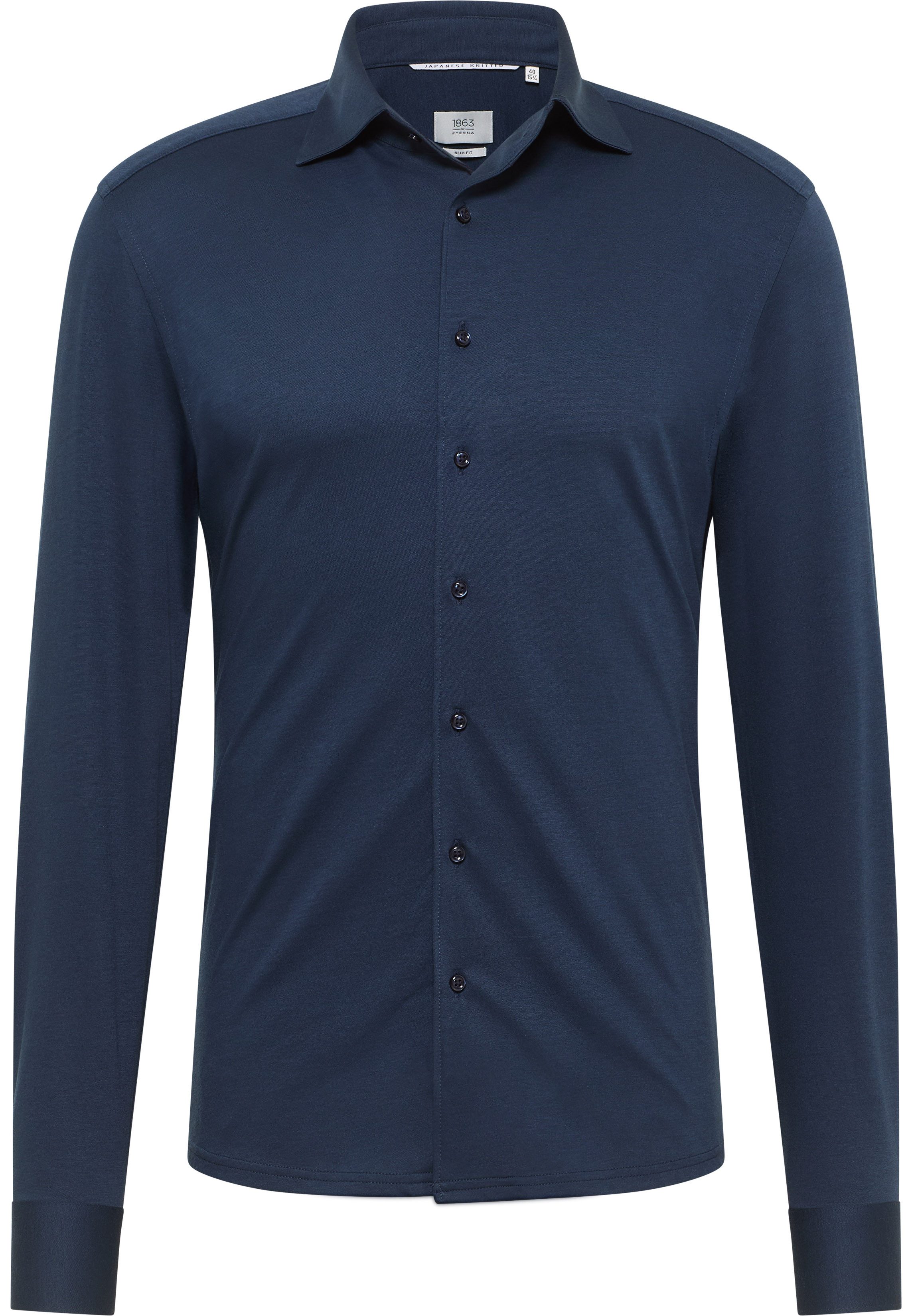 Eterna Businesshemd 1863 by ETERNA SLIM FIT Langarm Hemd marine jersey 2269-19-YSV1 -