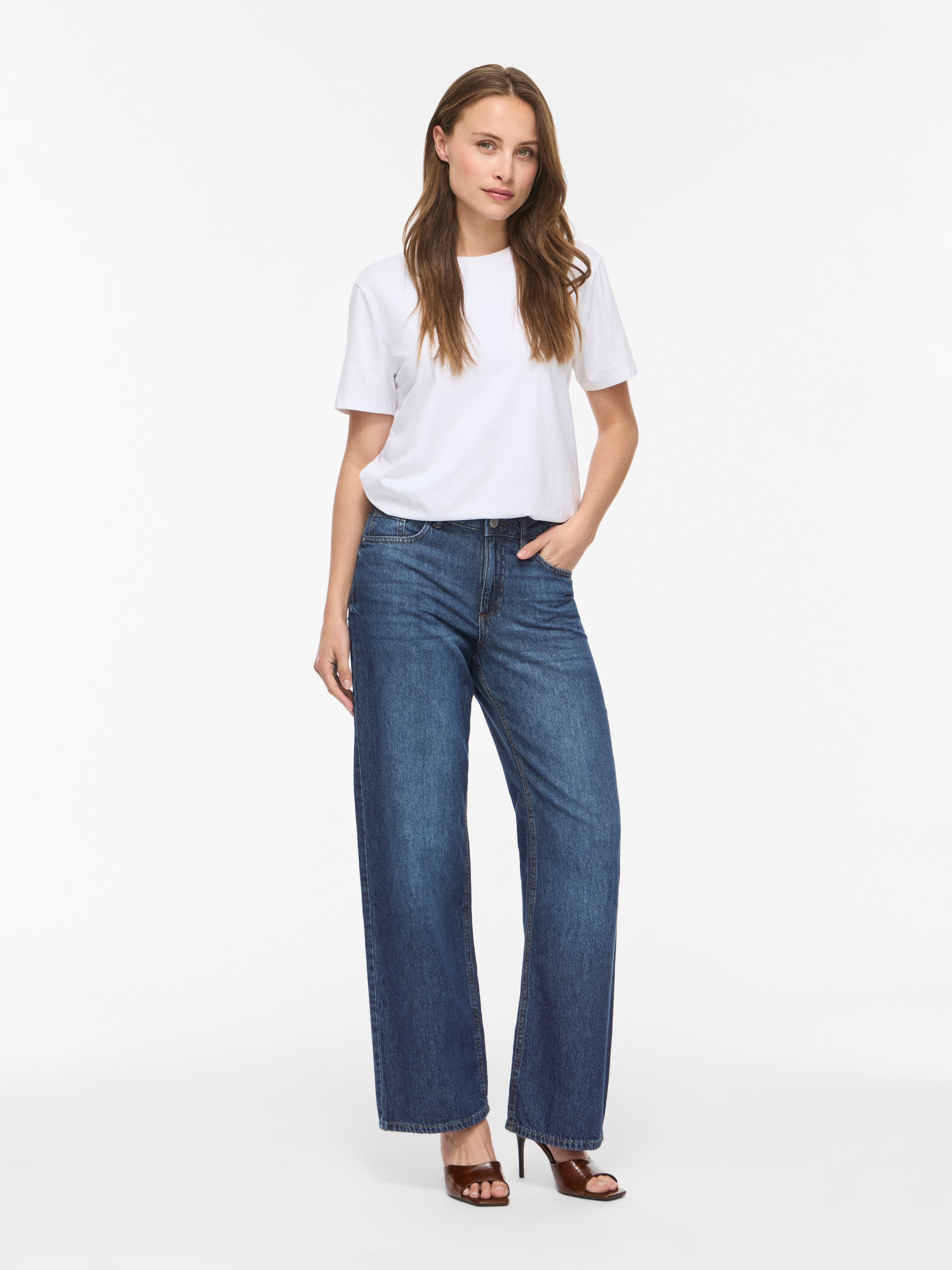 Vila Weite Jeans VIPALMA RW WIDE JEANS DBD PAL20-NOOS Baumwolle, regular waist, wide fit