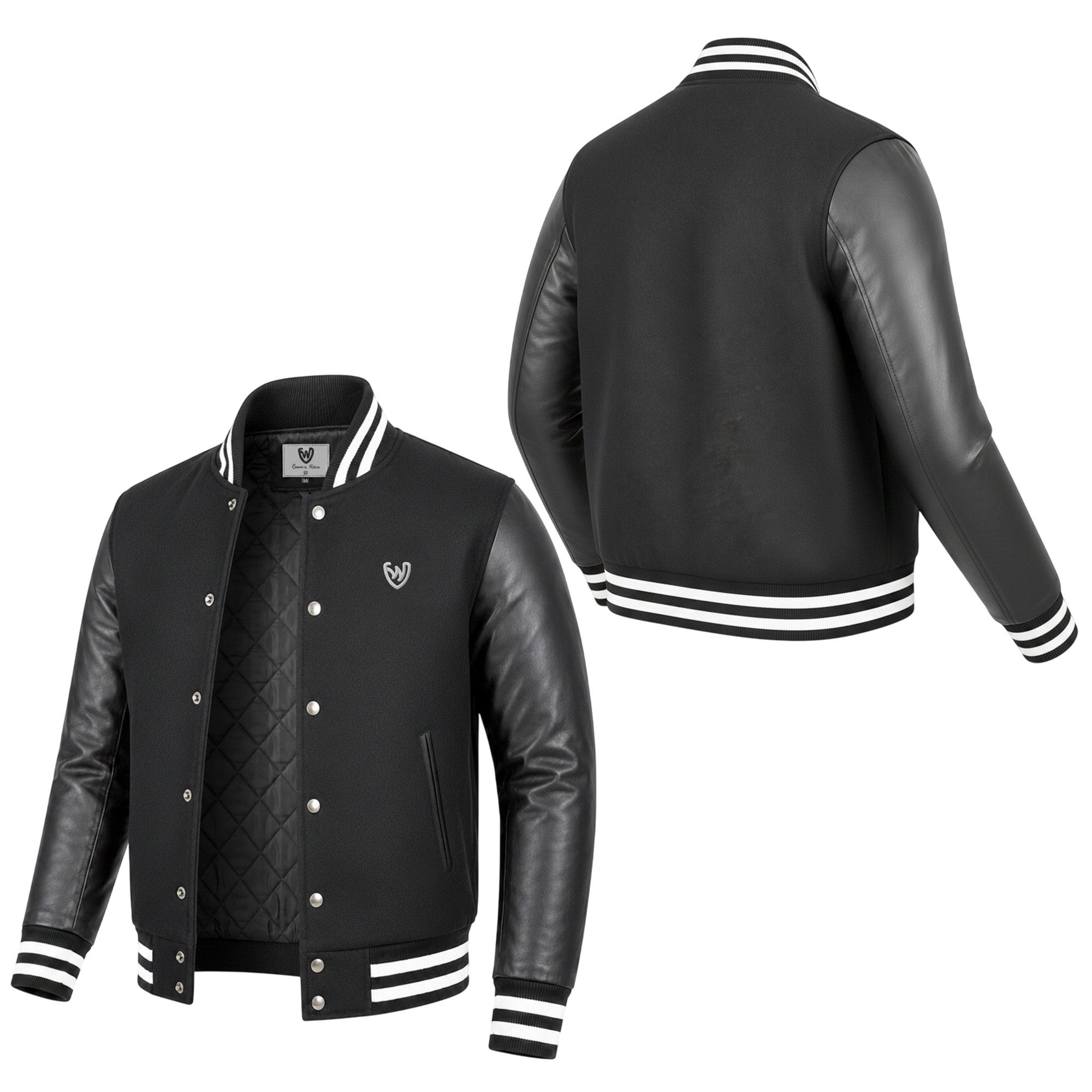 German Wear Collegejacke CJ002 Varsity Collegejacke Blouson Wolljacke Lederärmel