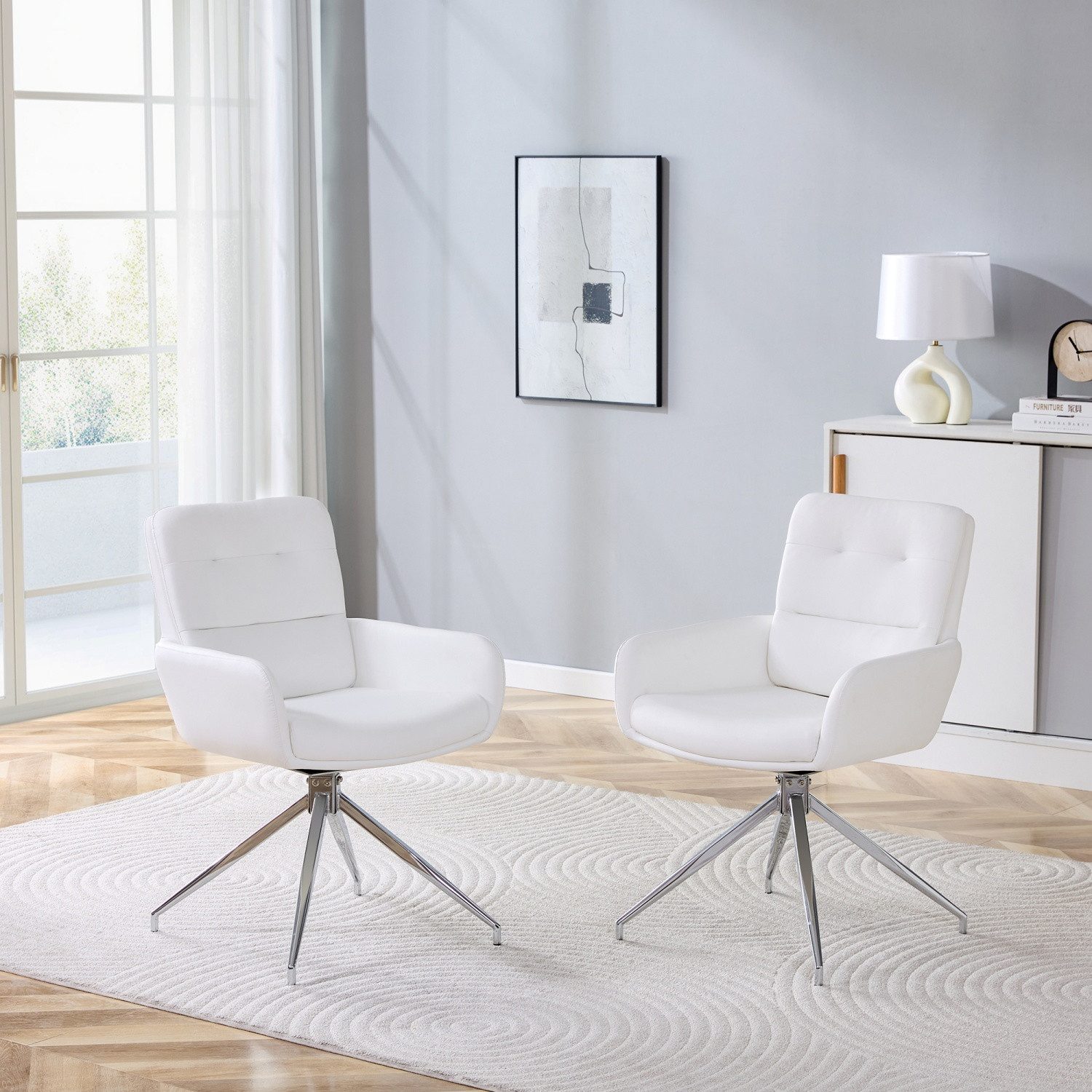 ANYSUN Esszimmerstuhl 2er-Set Luxus-Drehstuhl,Armlehnstuhl Freizeitstuhl, (360° schalldrehend mit Metallbeine), für Esszimmer, Wohnzimmer, Büro, Schlafzimmer, Wartezimmer, Lobbys