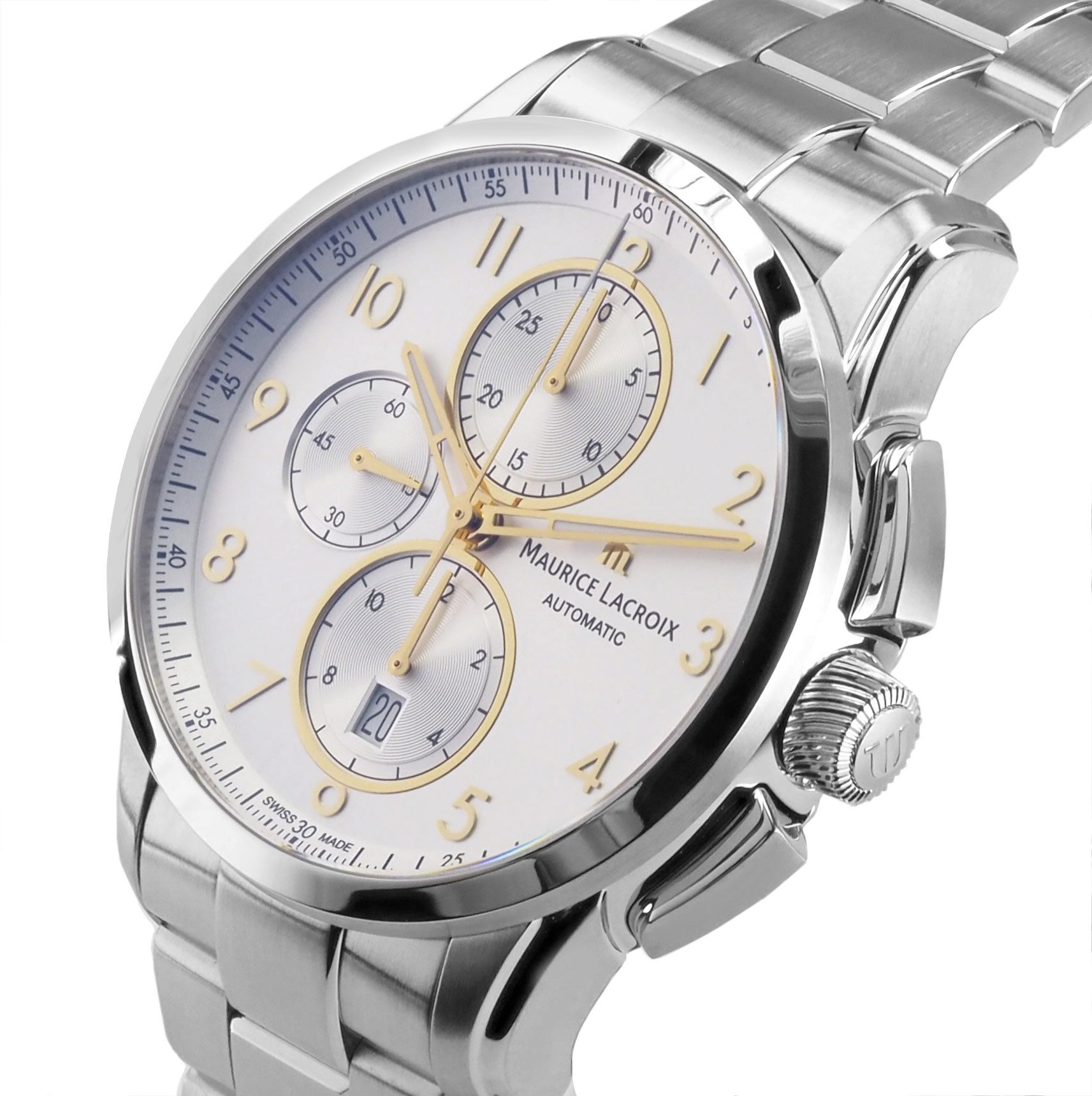 MAURICE LACROIX Automatikuhr Swiss Made Chronograph Herren Uhr Pontos PT6388-SS002-220 Pontos, Glasboden