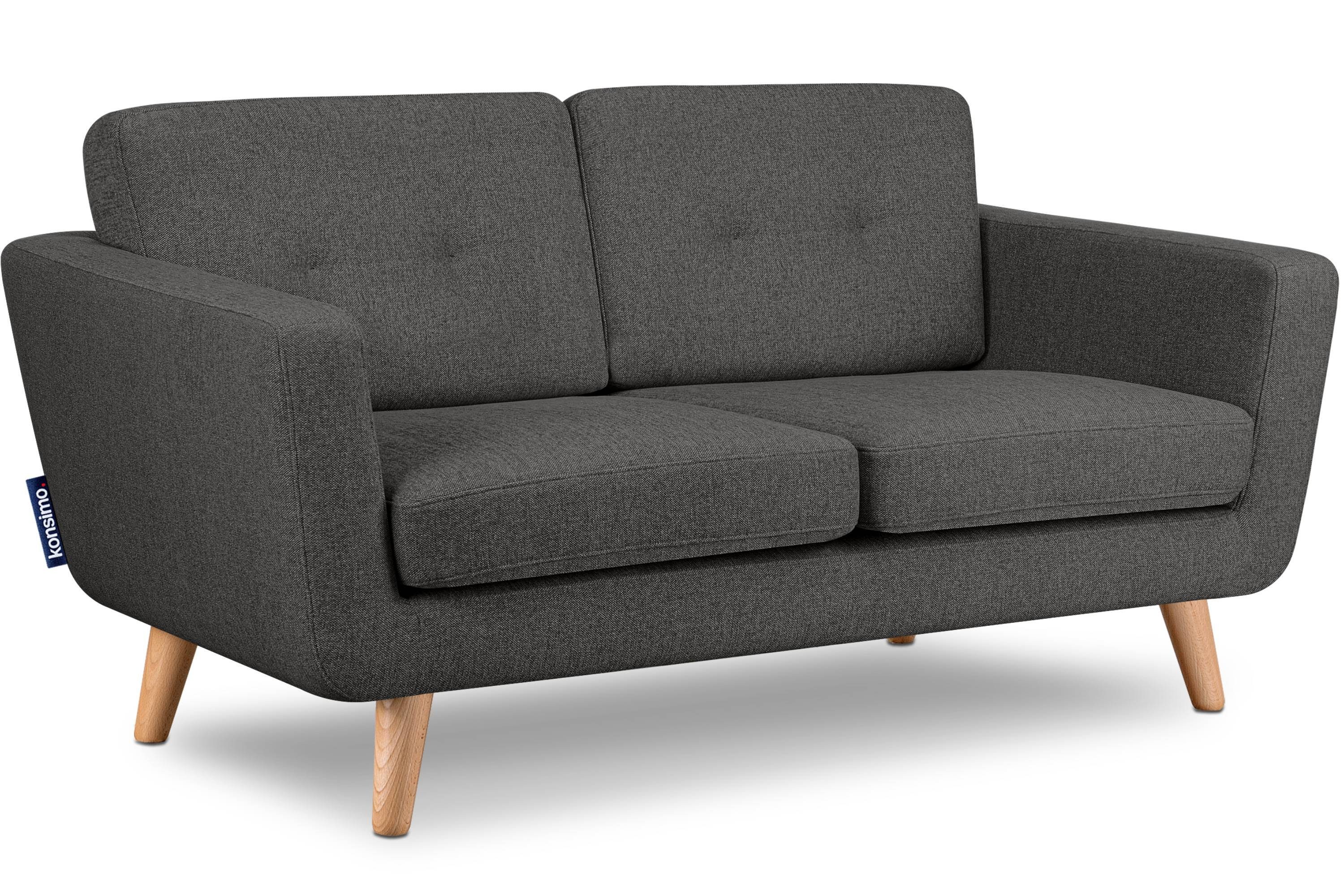 Konsimo 2-Sitzer TAGIO II Sofa 2 Personen, hergestellt in der EU, mit Steppung auf den Rückenkissen graphit | Einzelsofas