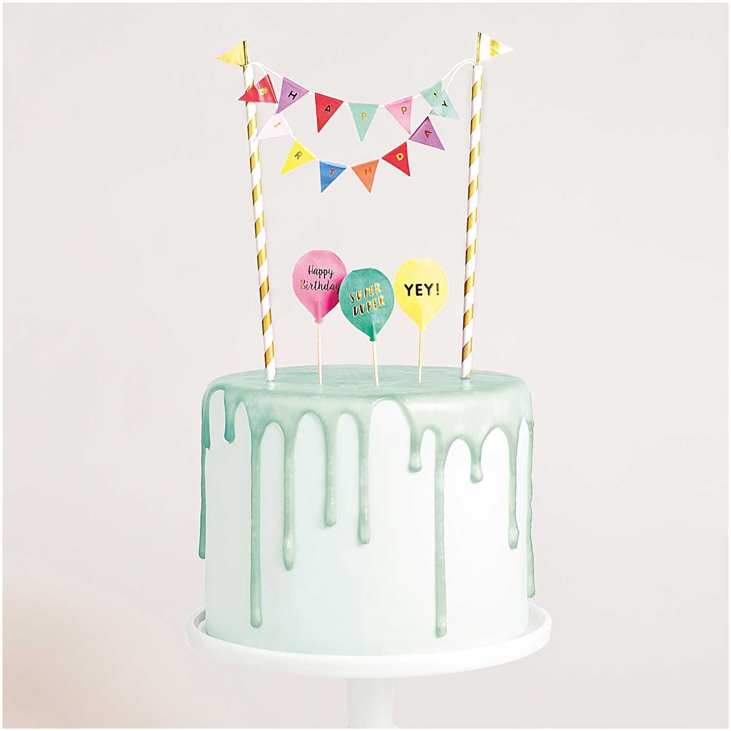 Rico Design Dekoobjekt Kuchendekoration Happy Birthday, Multicolor YEY! Let's Party | Deko-Objekte