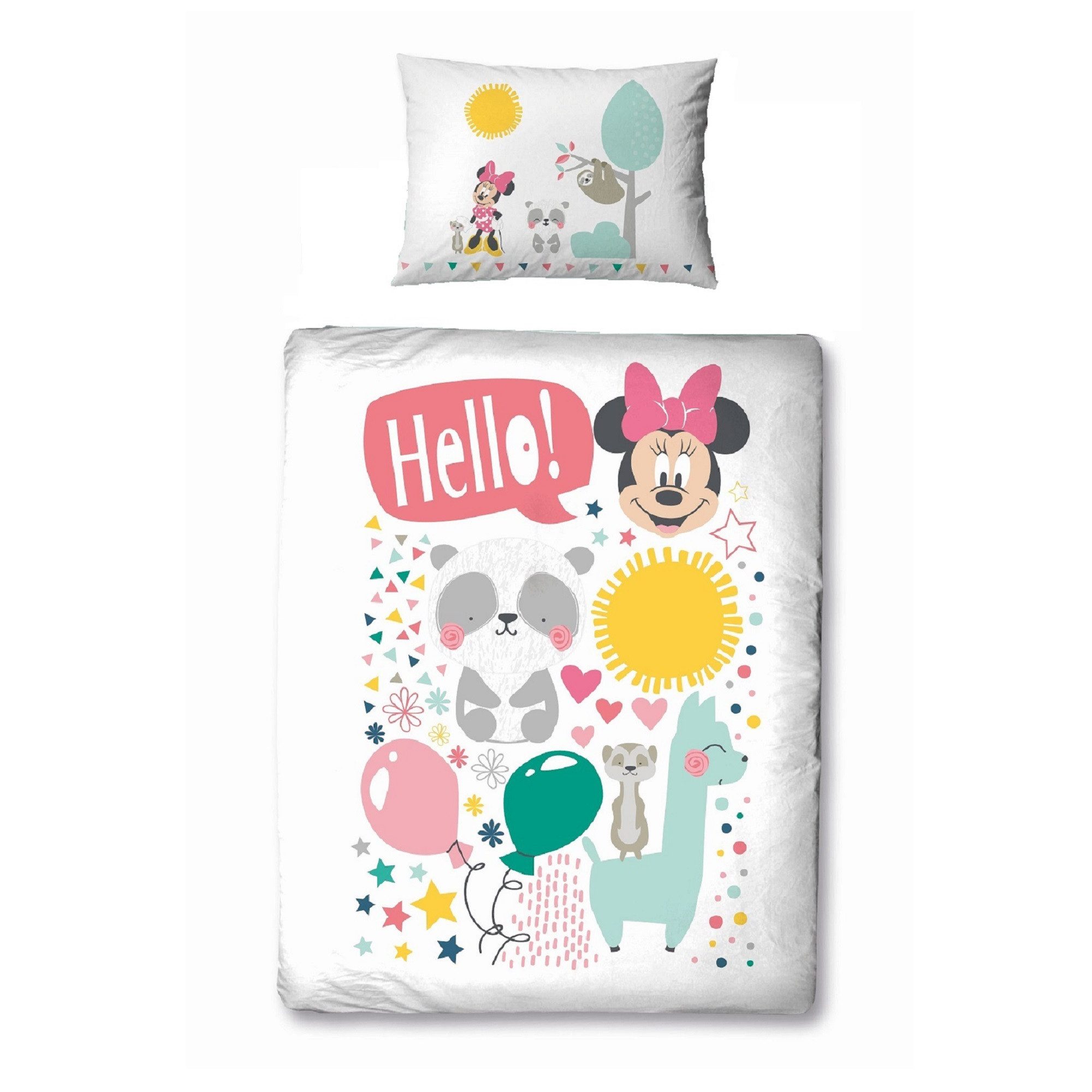 Babybettwäsche Disney Minnie Mouse "Tierparty" 100x135 40x60 cm aus 100% Baumwolle