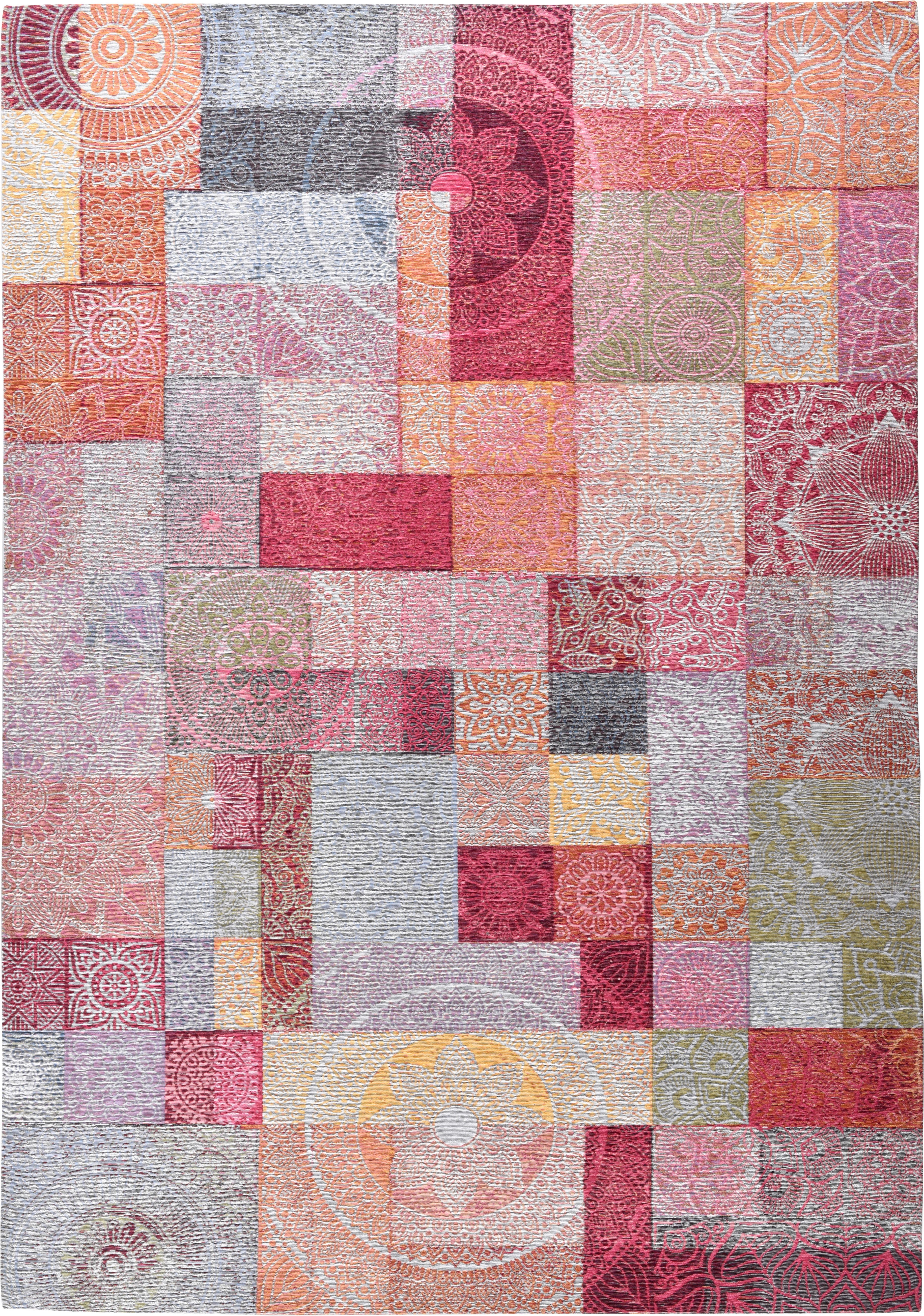 Gino Falcone Teppich Cosima-112, rechteckig, Höhe: 3 mm, Flachgewebe, mit Chenillegarn, modernes Patchwork-Design, Ornamente