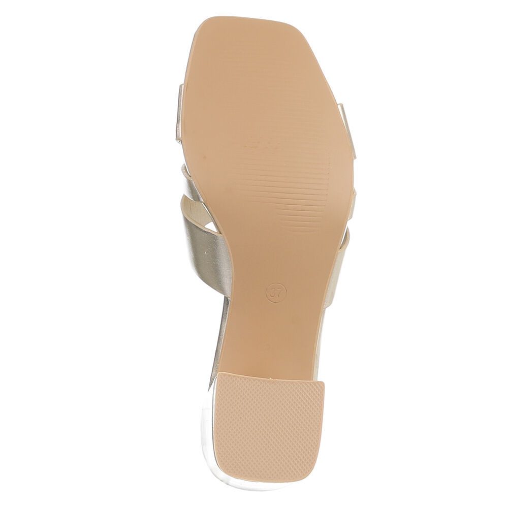 Ital-Design Damen Sandale mit Blockabsatz und Schmuckdetail Pantolette (91970773) Blockabsatz Sandalen & Sandaletten in Gold