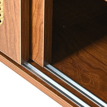 EXTSUD Schuhschrank Rattan Schuhschrank mit 2 Türen, verstellbare Ablage Elegant, hochwertig, feuchtigkeitsbeständig und sauber