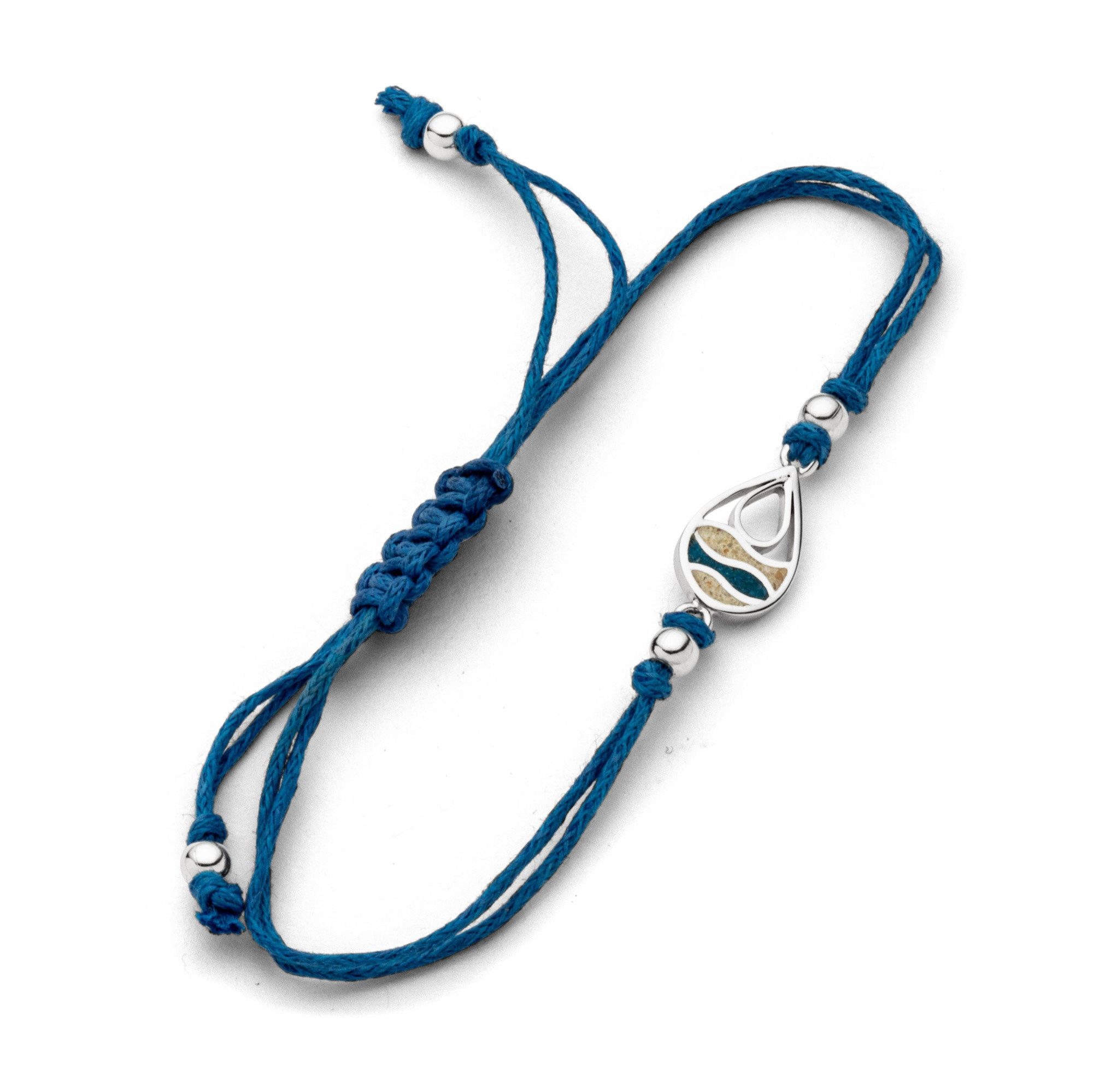 DUR Armband A1965 „Strandwellen Drop“ – Baumwollarmband mit Strandsand & Steinsand, maritimer Ювелирные изделия in Dunkelblau