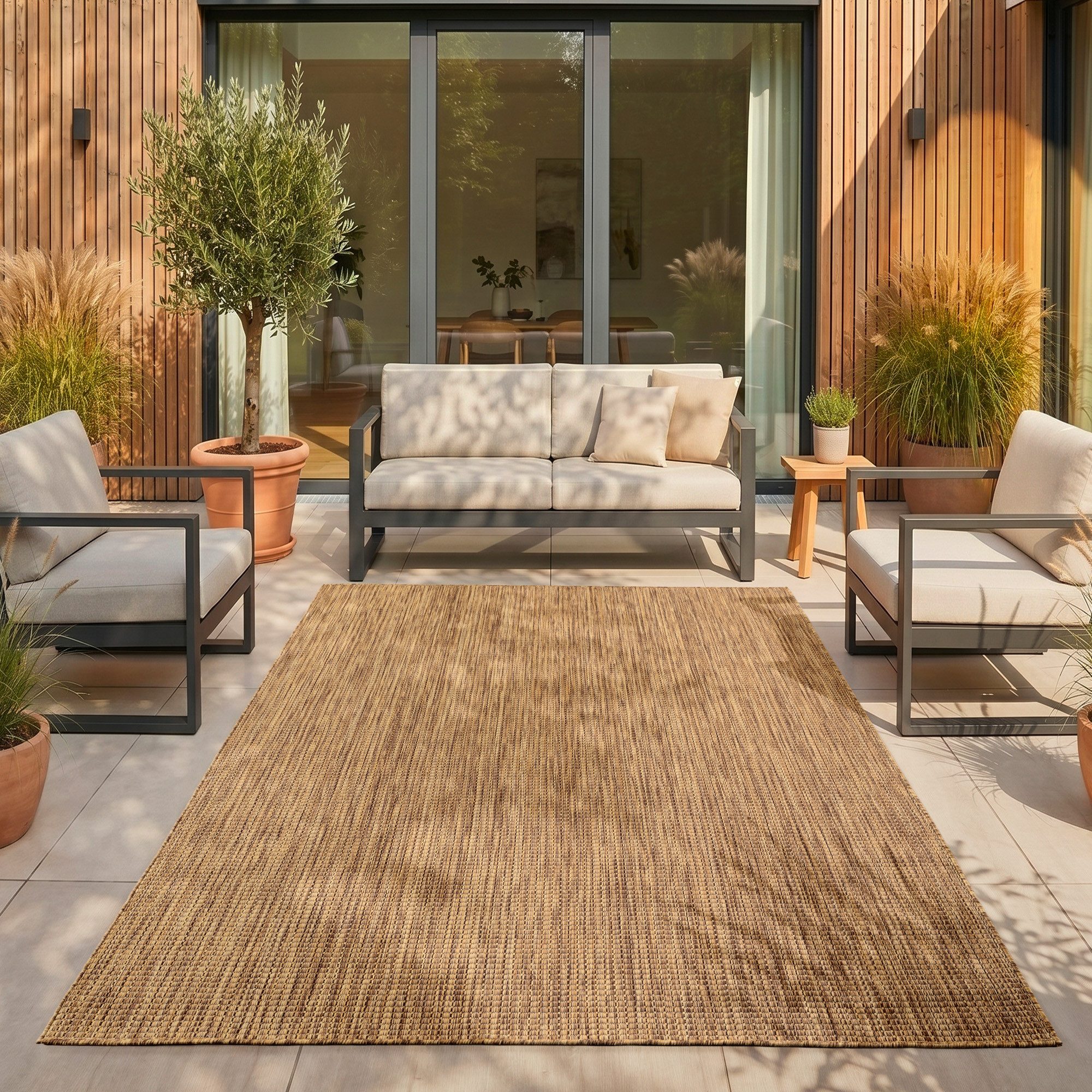 SIMPEX24 Outdoorteppich Einfarbig, Rechteck, Höhe: 3 mm, Teppich Wetterfest Waschbar Balkon, Garten, Terrasse und Küchenteppich