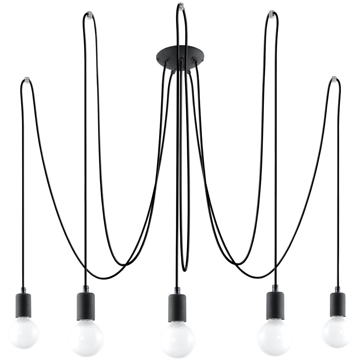 SOLLUX lighting Kronleuchter Kronleuchter Edison 5 Schwarz, Nicht enthalten