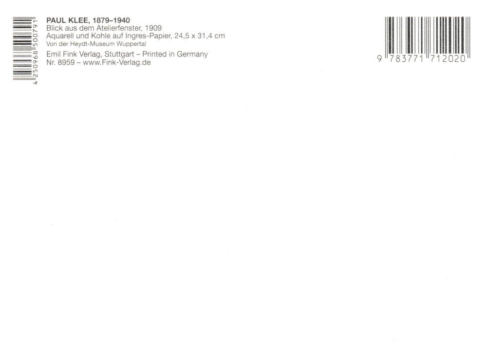 dem Postkarte Klee "Blick Kunstkarte Atelierfenster" Paul aus