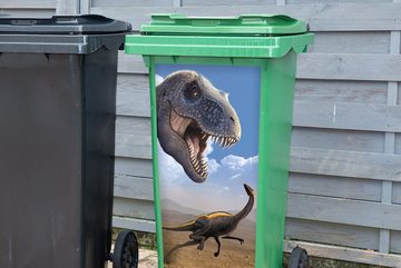MuchoWow Wandsticker Dino - Wildlife - Zeichnung - Kinder - Kinder - Kinder (1 St), Mülleimer-aufkleber, Mülltonne, Sticker, Container, Abfalbehälter