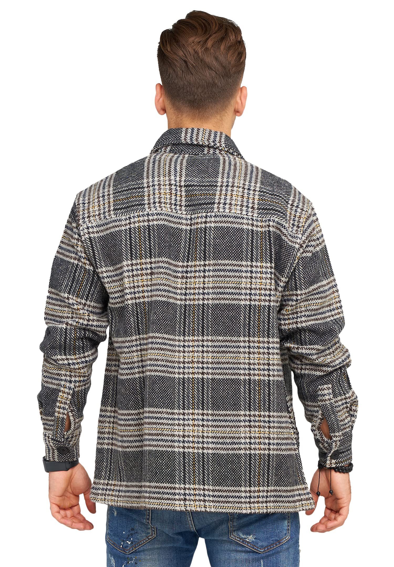 Style-Division Flanellhemd - Overshirt Sweatjacke für Herren Dickes Langarmhemd als Übergangsjacke