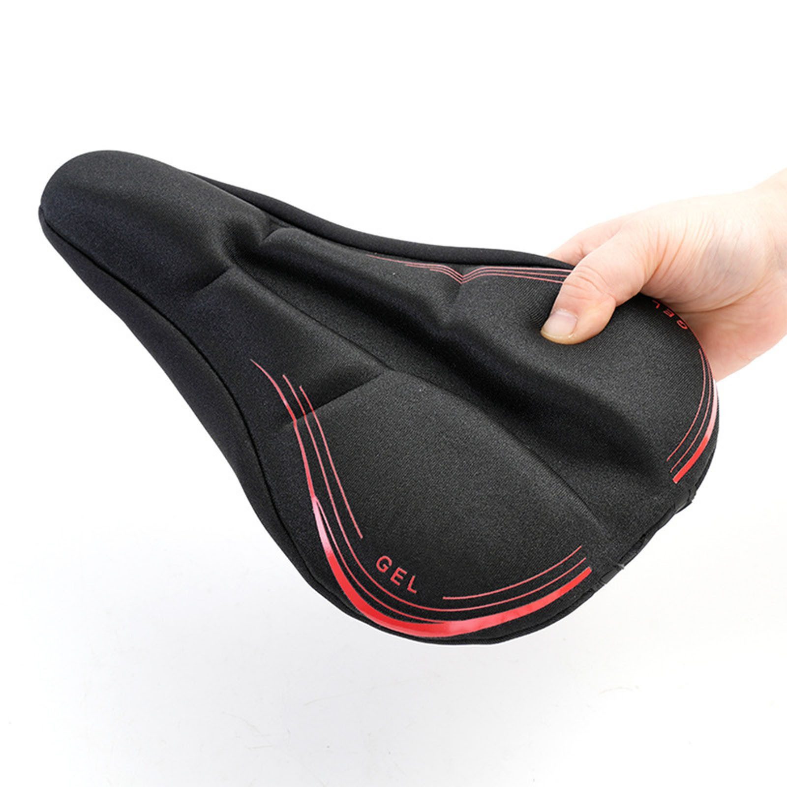 STILVORA Fahrradsattel Fahrradsattel Bezug mit Gel Stoßdämpfender Sattelüberzug rutschfest (Reflektierendes Fahrradsitzkissen Fahrradzubehör mit Reflektorstreifen, 1-tlg., Für Mountainbikes Rennräder Fitnessräder und mehr), wasserdichtes rutschfestes Sitzkissen Atmungsaktiv ohne Fahrradsattel