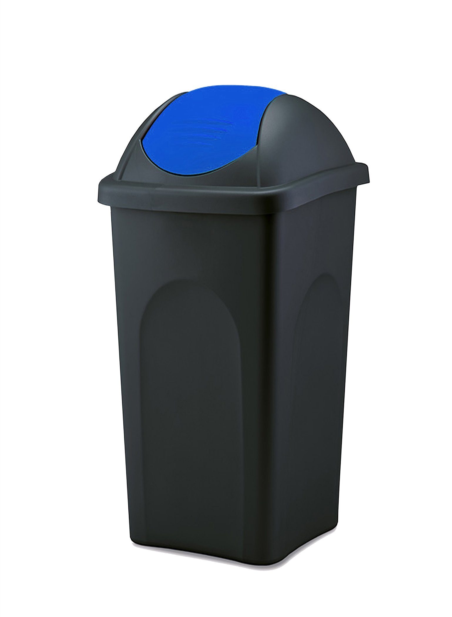 BigDean Mülleimer 30 Schwingdeckel schwarz Blau L Müllsammler groß Abfalleimer