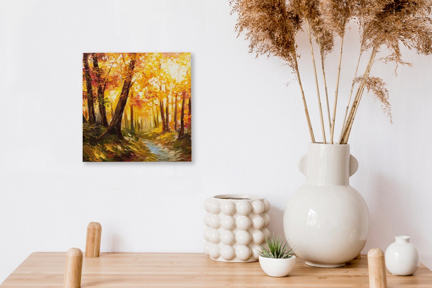 OneMillionCanvasses® Gemälde Gemälde - Herbst Wald - Ölgemälde, (1 - Wohnzimmer St), Leinwand Bilder Schlafzimmer für