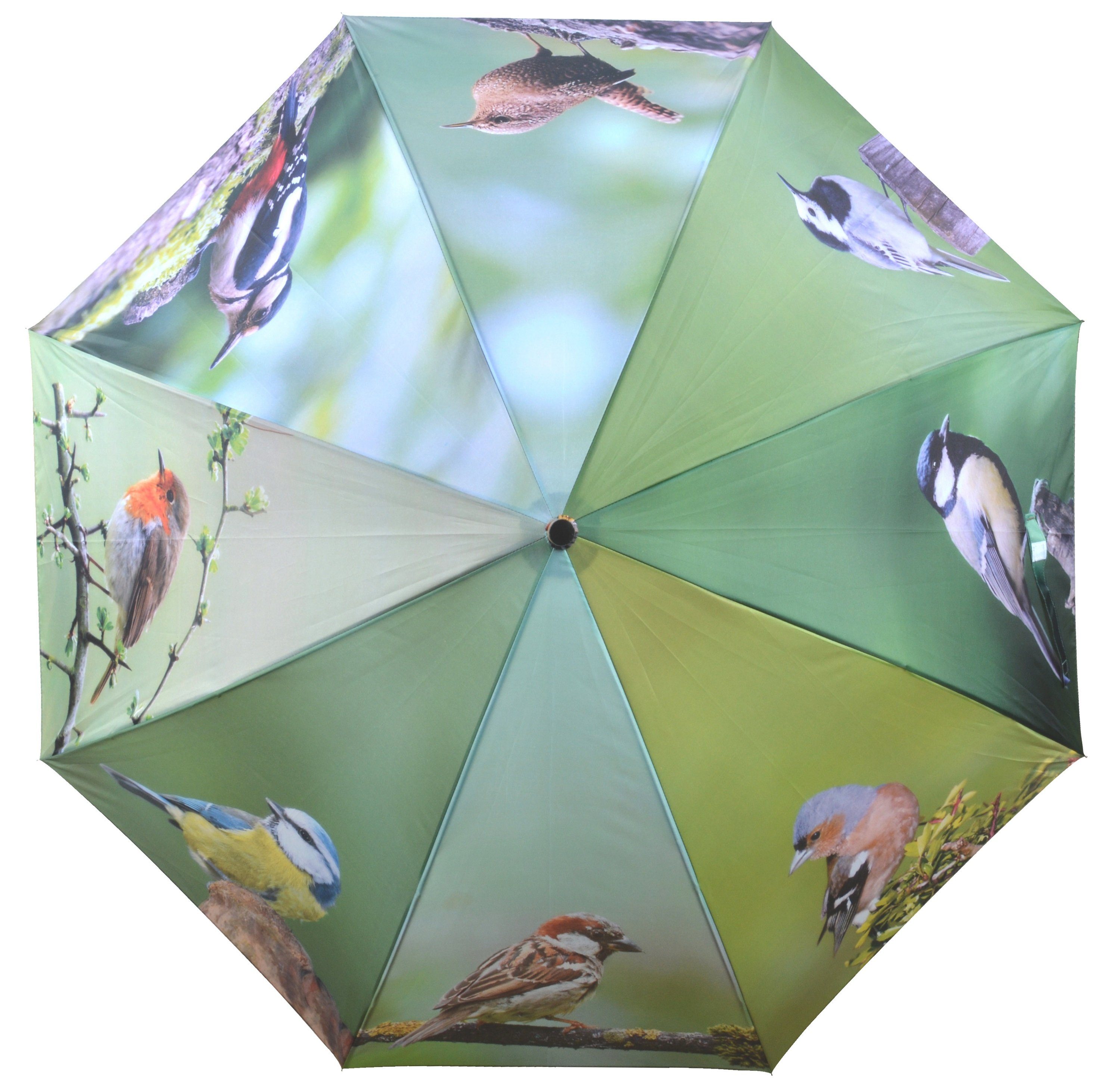 esschert design Stockregenschirm Regenschirm mit Vogel Motiven, automatischer Öffnungsmechanismus