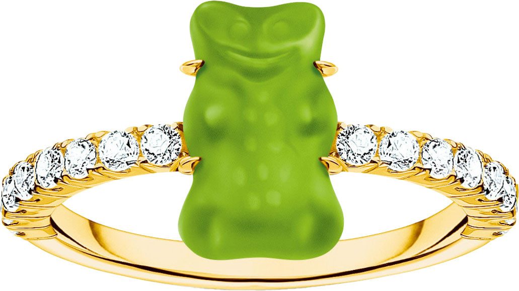 THOMAS SABO Fingerring THOMAS SABO x HARIBO Schmuck: Ring mit Goldbär, mit Kristallglas, Zirkonia (synth)