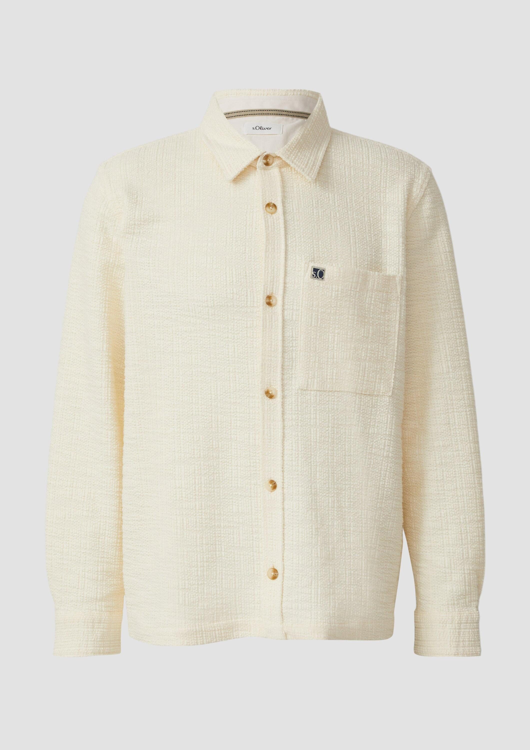 s.Oliver Langarmhemd Hemd Overshirt mit Struktur-Streifen und Kentkragen