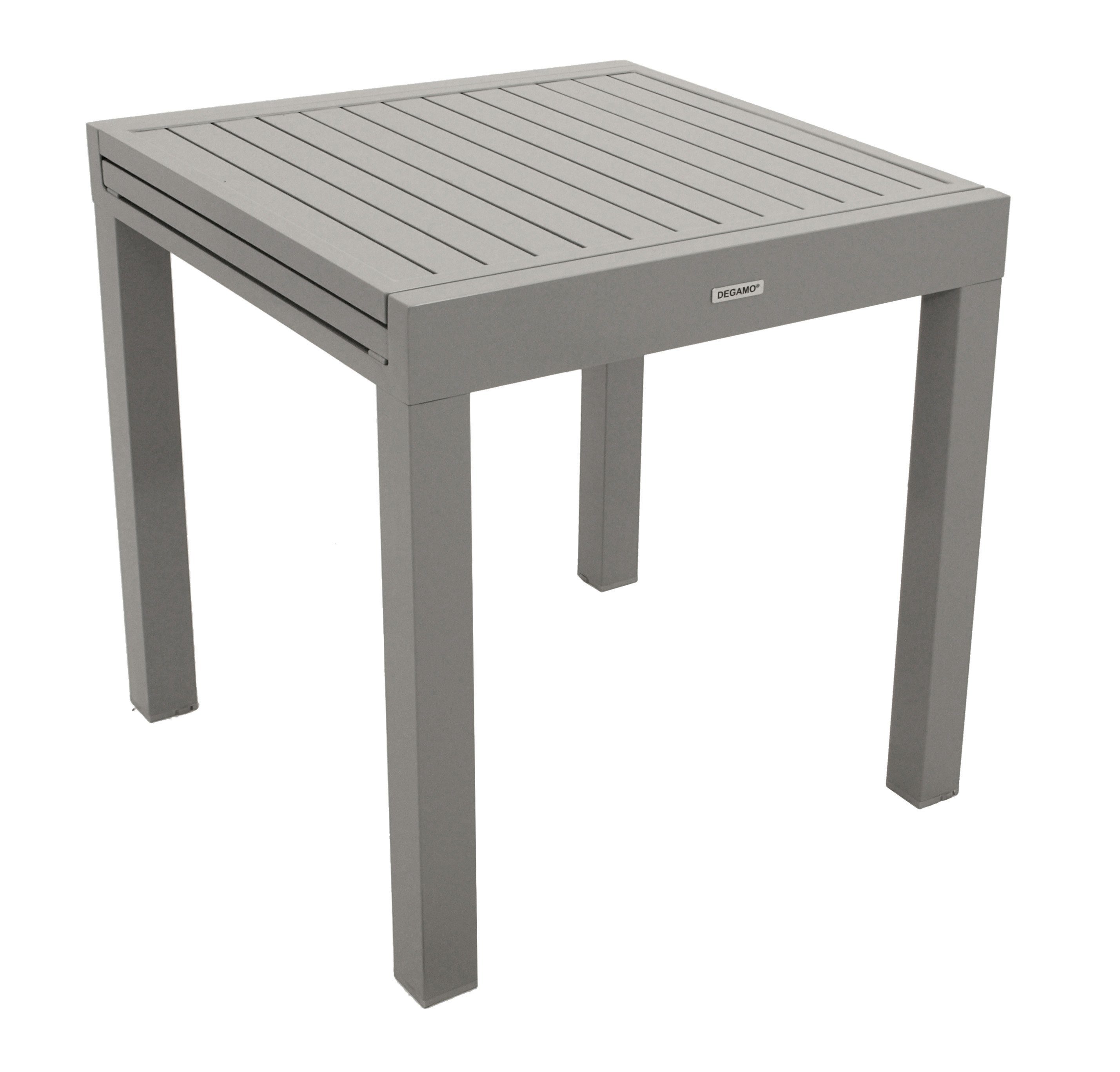 DEGAMO Gartentisch TIRANA, ausziehbar 70/140x70cm, Aluminium wetterfest, silbergrau