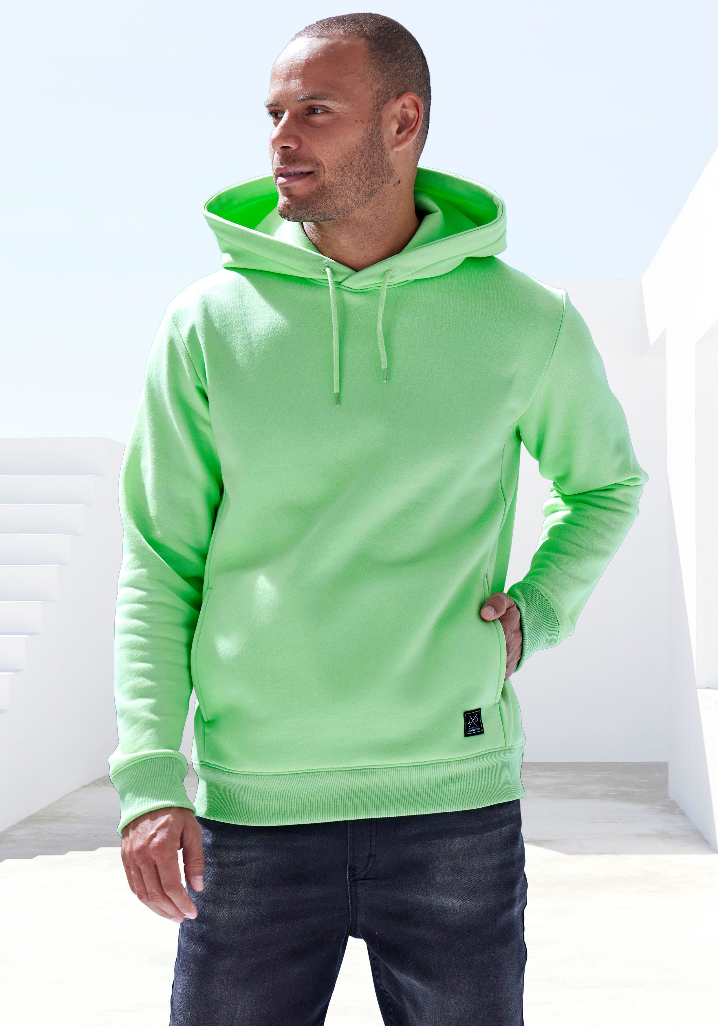 John Devin Hoodie, Langarm, Sweatshirt mit Rundhals und Kapuze, Baumwollmis günstig online kaufen