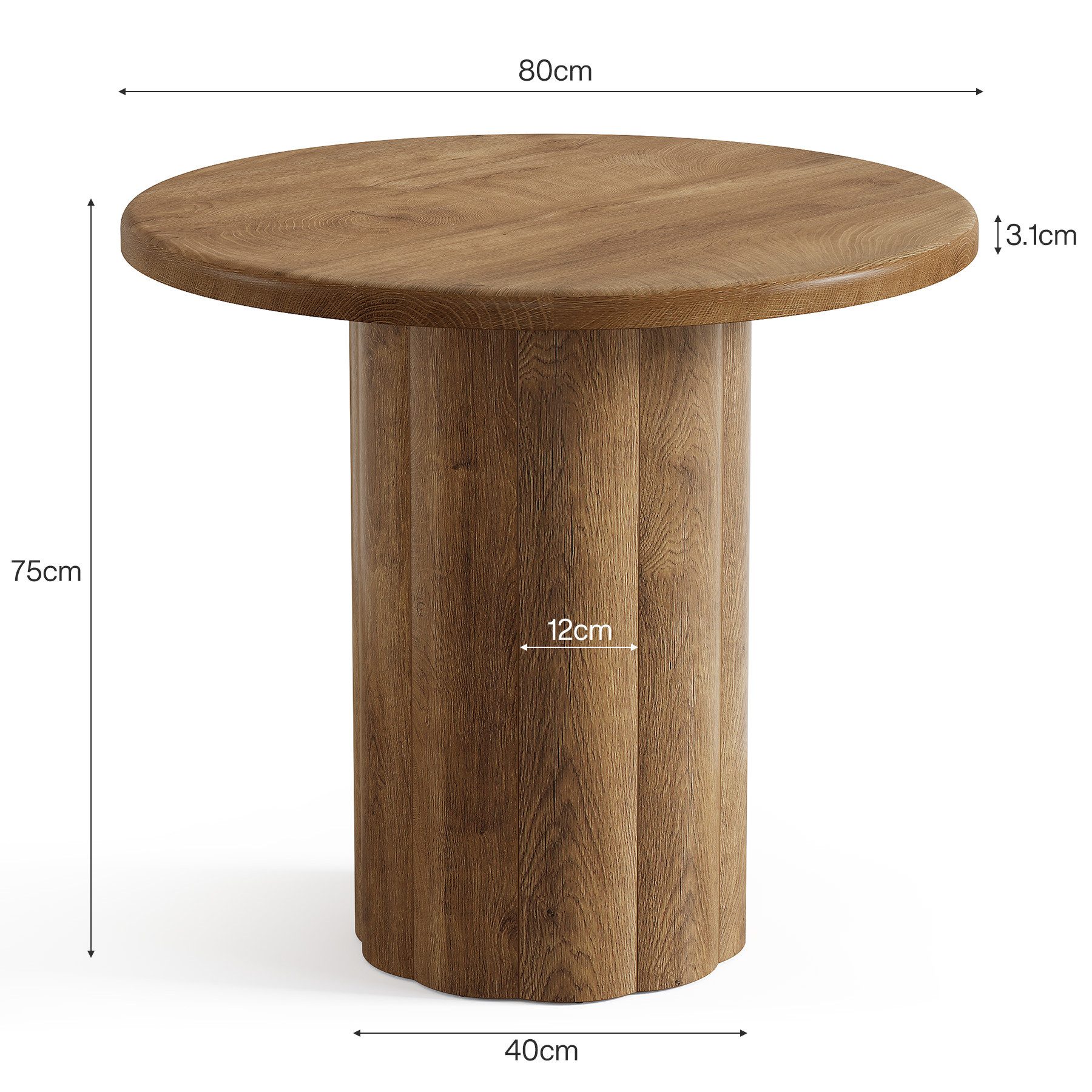Tribesigns Esstisch 80 cm Esstisch für 4 Personen, kleiner Küchentisch mit Landhaus-Design – Bild 5 von 5