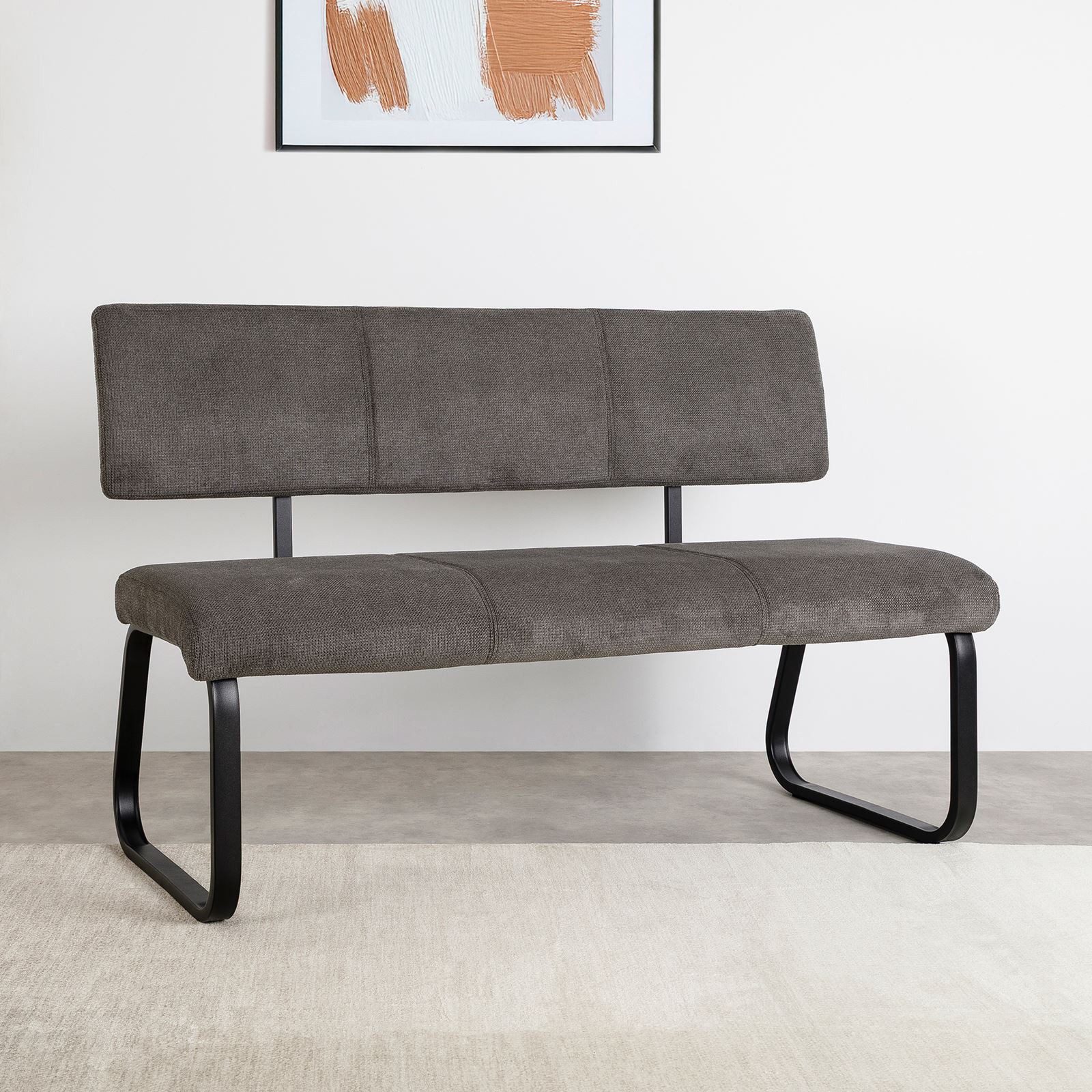 IDIMEX Essbank VILAS, Essbank mit Rückenlehne gepolstert für 3 Personen, Sitzbank dunkelgrau