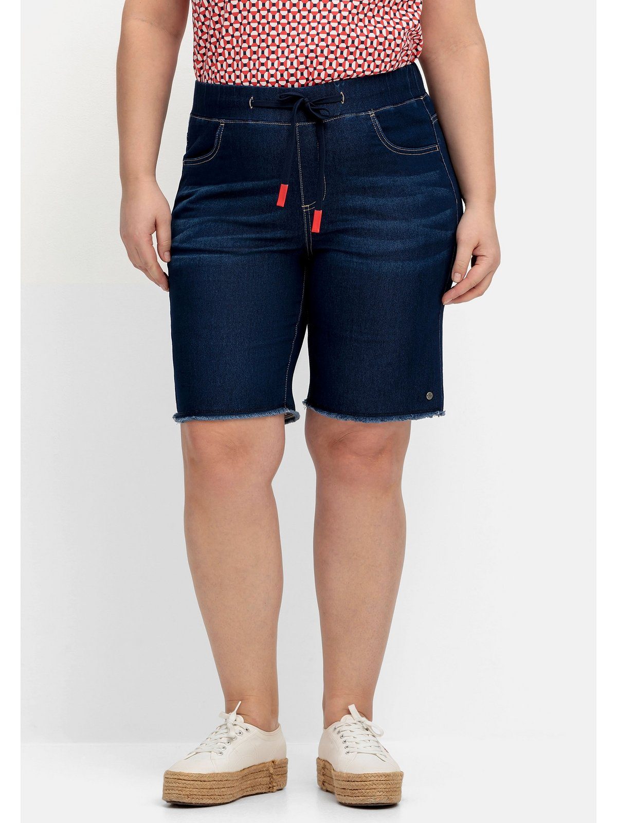 Sheego Bermudas Große Größen aus Sweat-Denim, mit offenem Saum