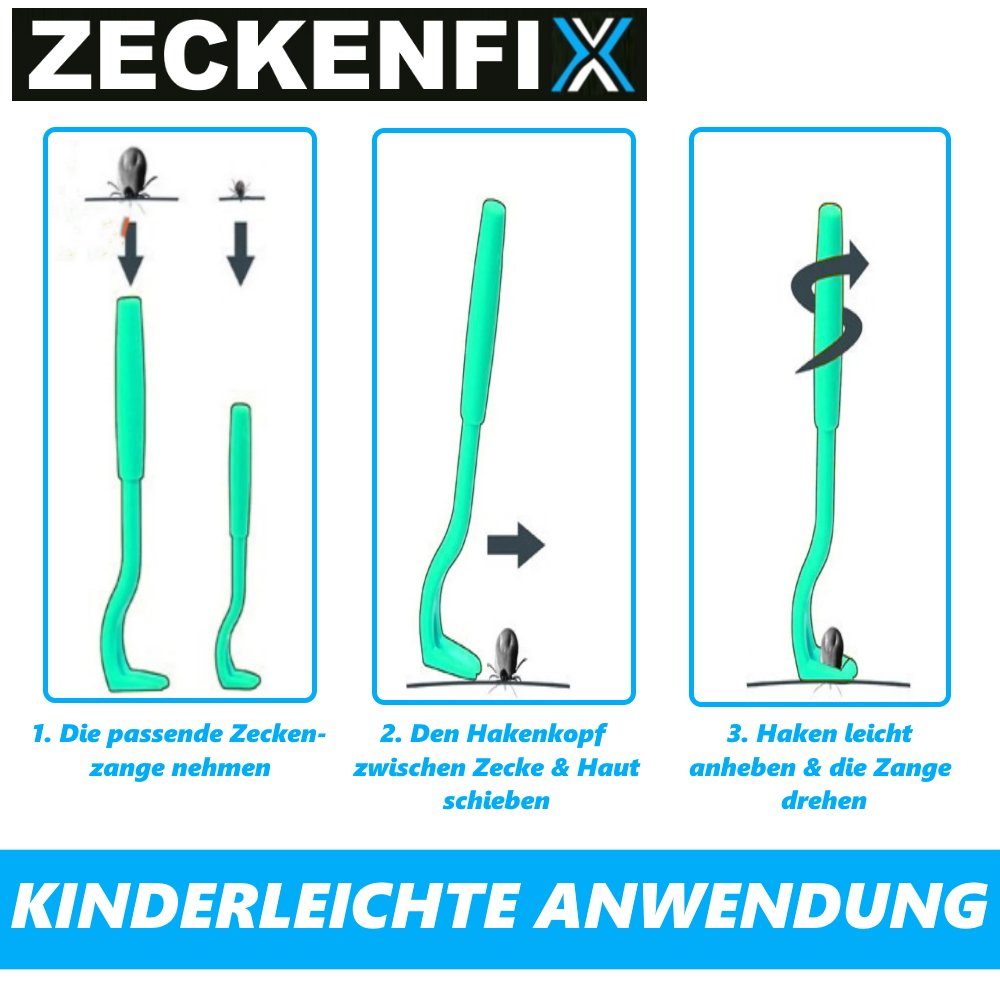 Zeckenhaken Zeckenentferner Zeckenzange Set] Haken Katze Hunde MAVURA Zange Metall Zecken Zeckenpinzette, Entferner Pinzette [2er ZECKENFIX Greifer Zeckenpinzette