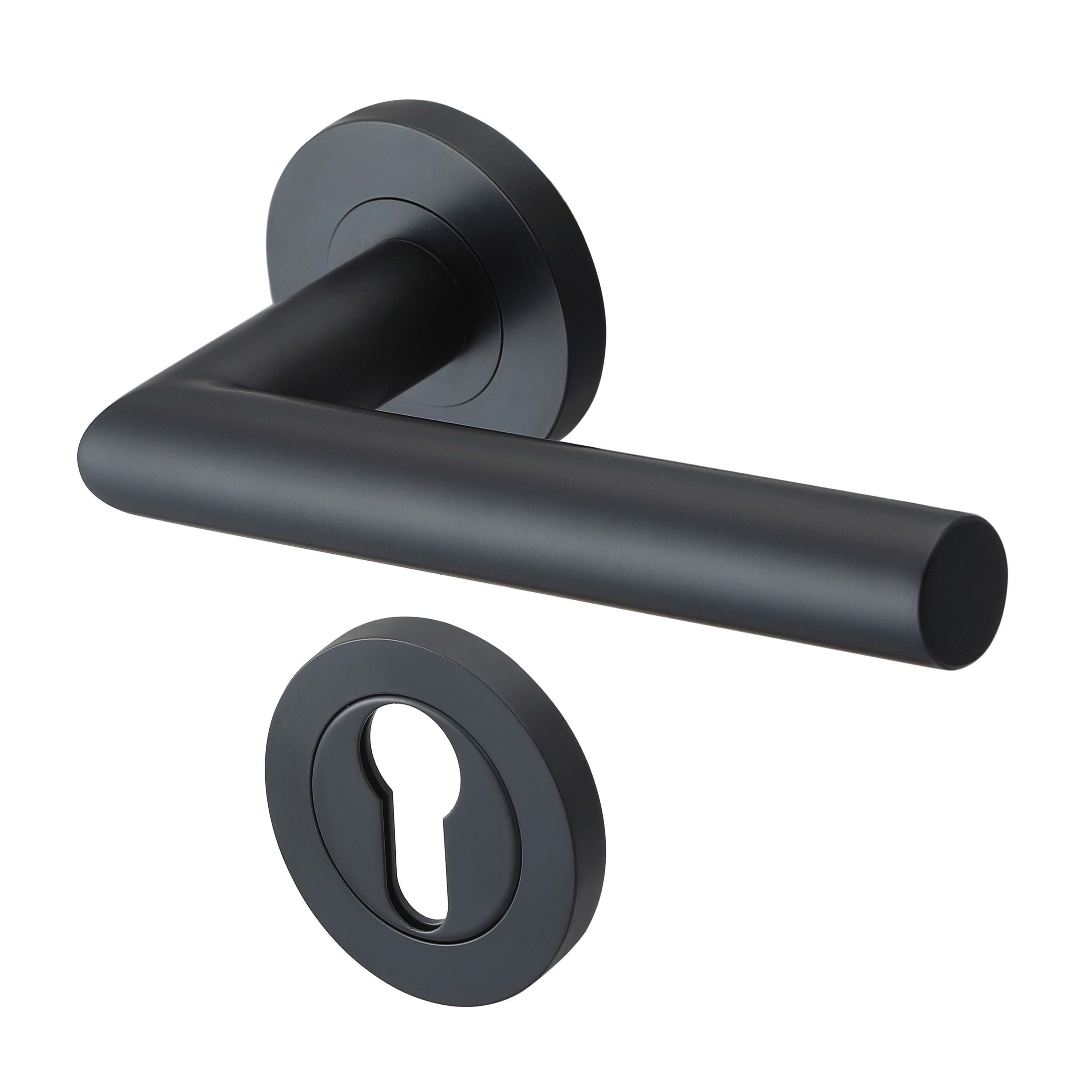 MeinTürgriff Drückergarnitur Tortola Schwarz Türgriff für Innentüren Rosettengarnitur