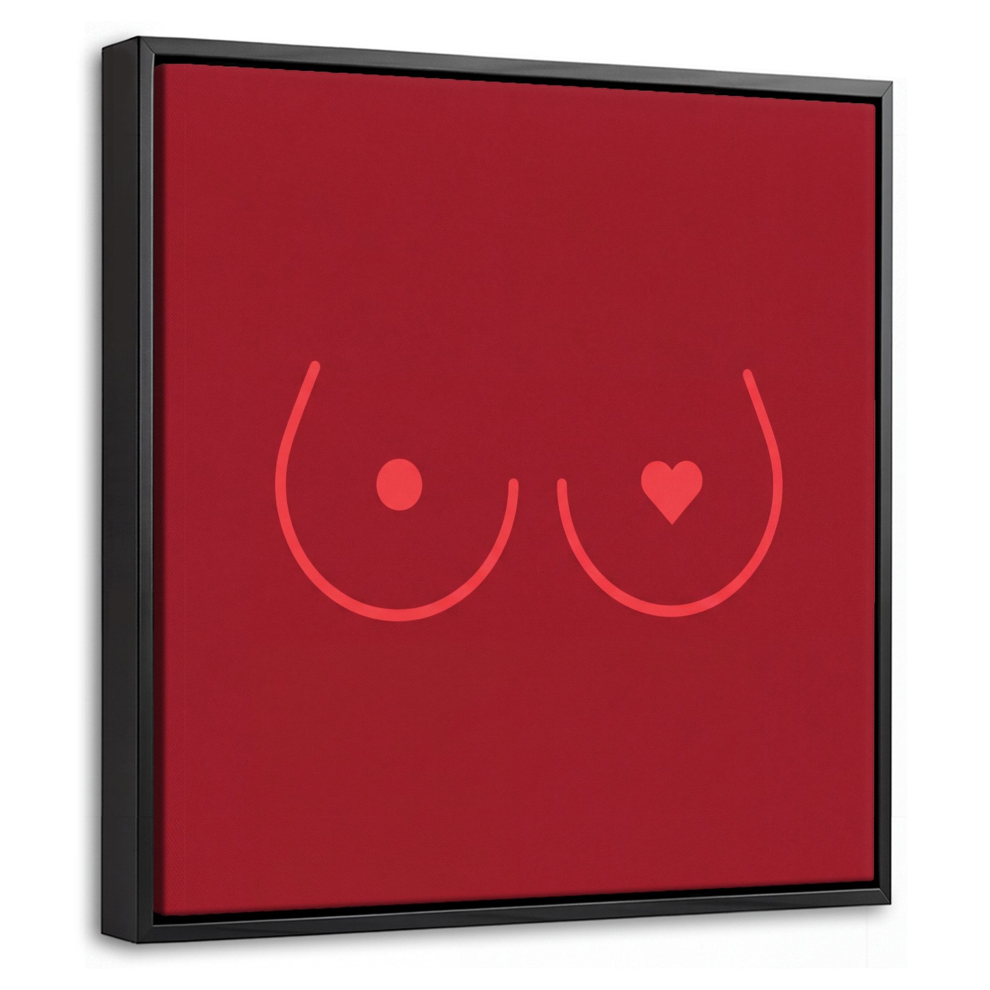 OneMillionCanvasses® Leinwandbild mit Rahmen - Minimalistisch - Linien-Illustration - Rot, Fotodruck (1 St), Leinwand Bilder Klein, Wand Dekoration Aesthetic 20x20cm